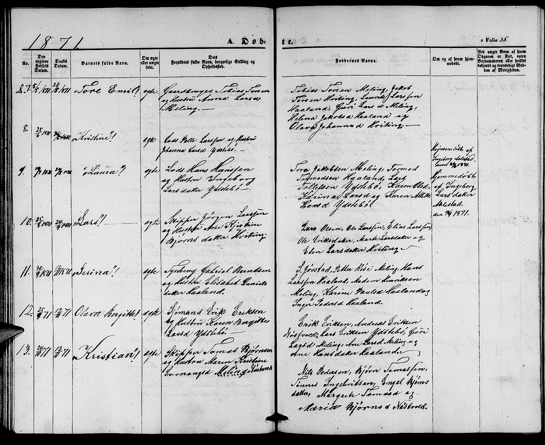 Rennesøy sokneprestkontor, SAST/A -101827/H/Ha/Hab/L0003: Parish register (copy) no. B 3, 1855-1888, p. 35