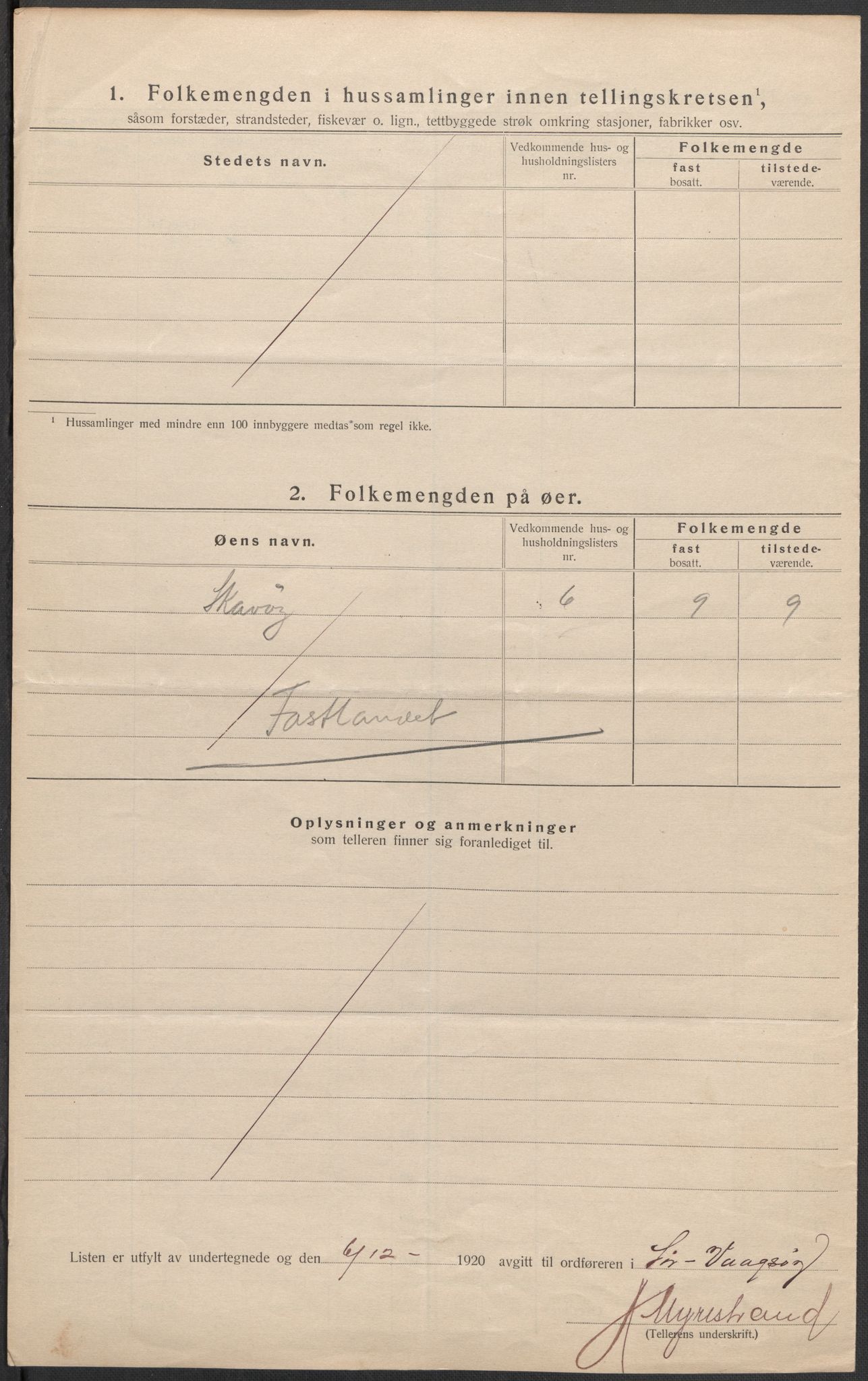 SAB, 1920 census for Sør-Vågsøy, 1920, p. 10