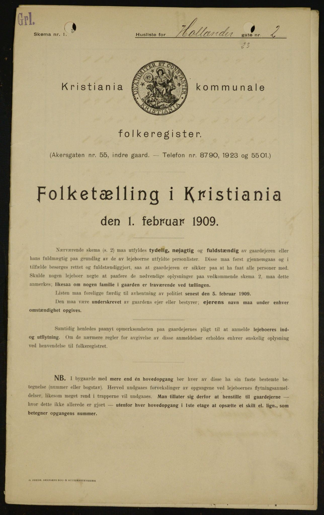 OBA, Municipal Census 1909 for Kristiania, 1909, p. 36823
