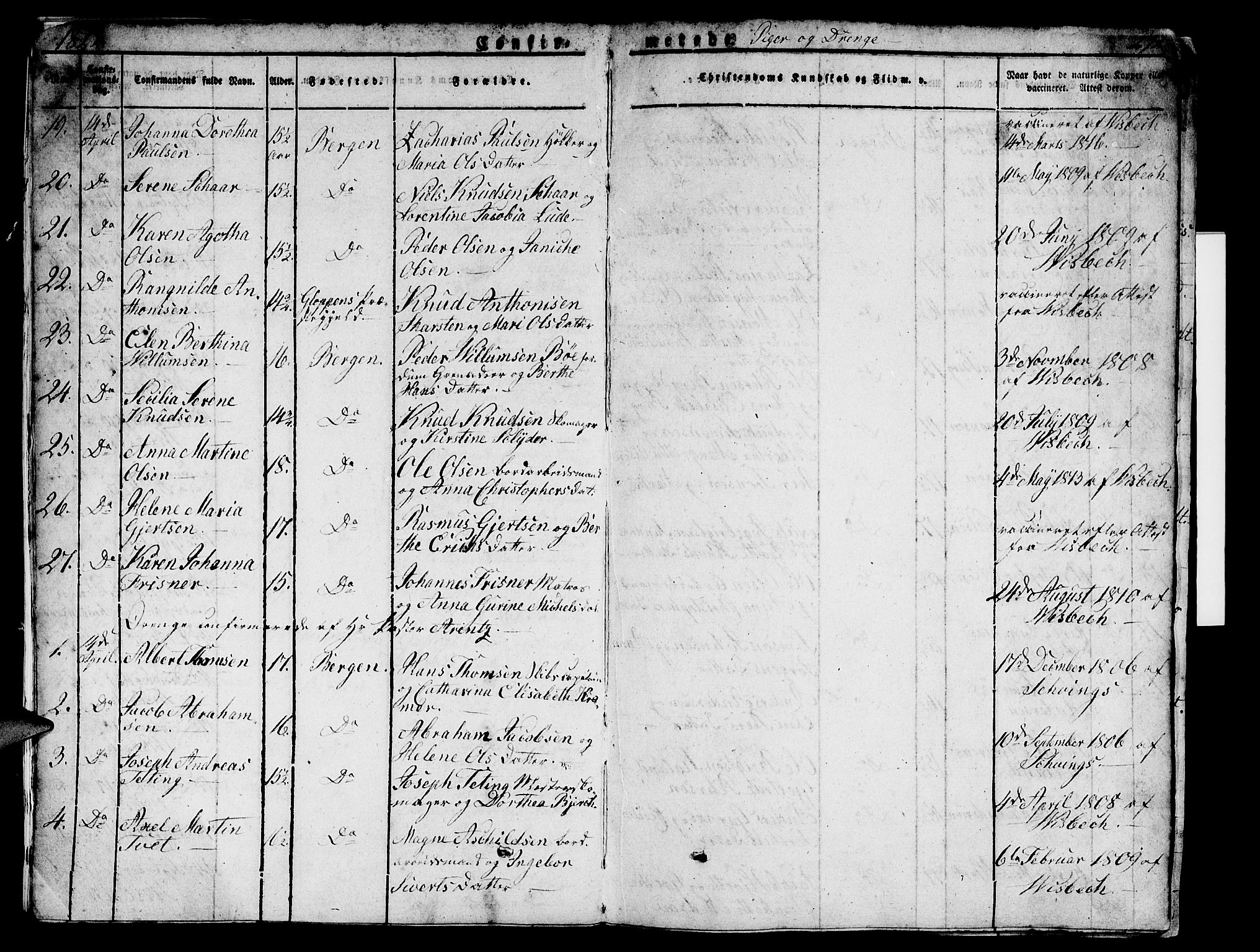 Domkirken sokneprestembete, SAB/A-74801/H/Hab/L0002: Parish register (copy) no. A 2, 1821-1839, p. 292
