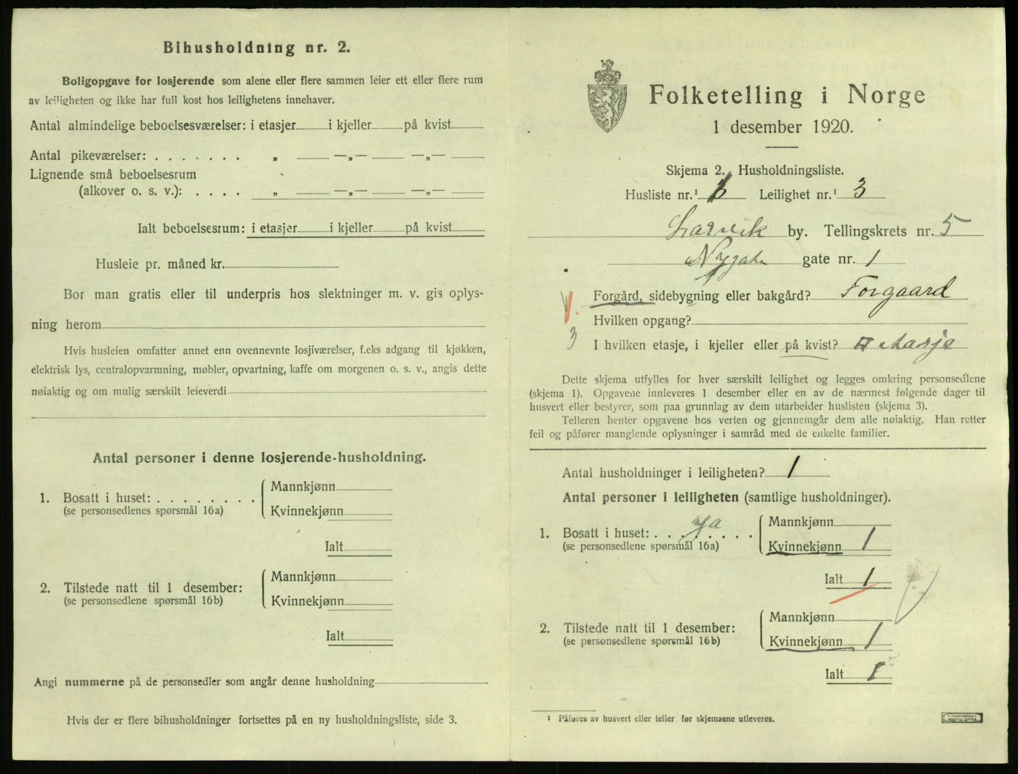 SAKO, 1920 census for Larvik, 1920, p. 4858