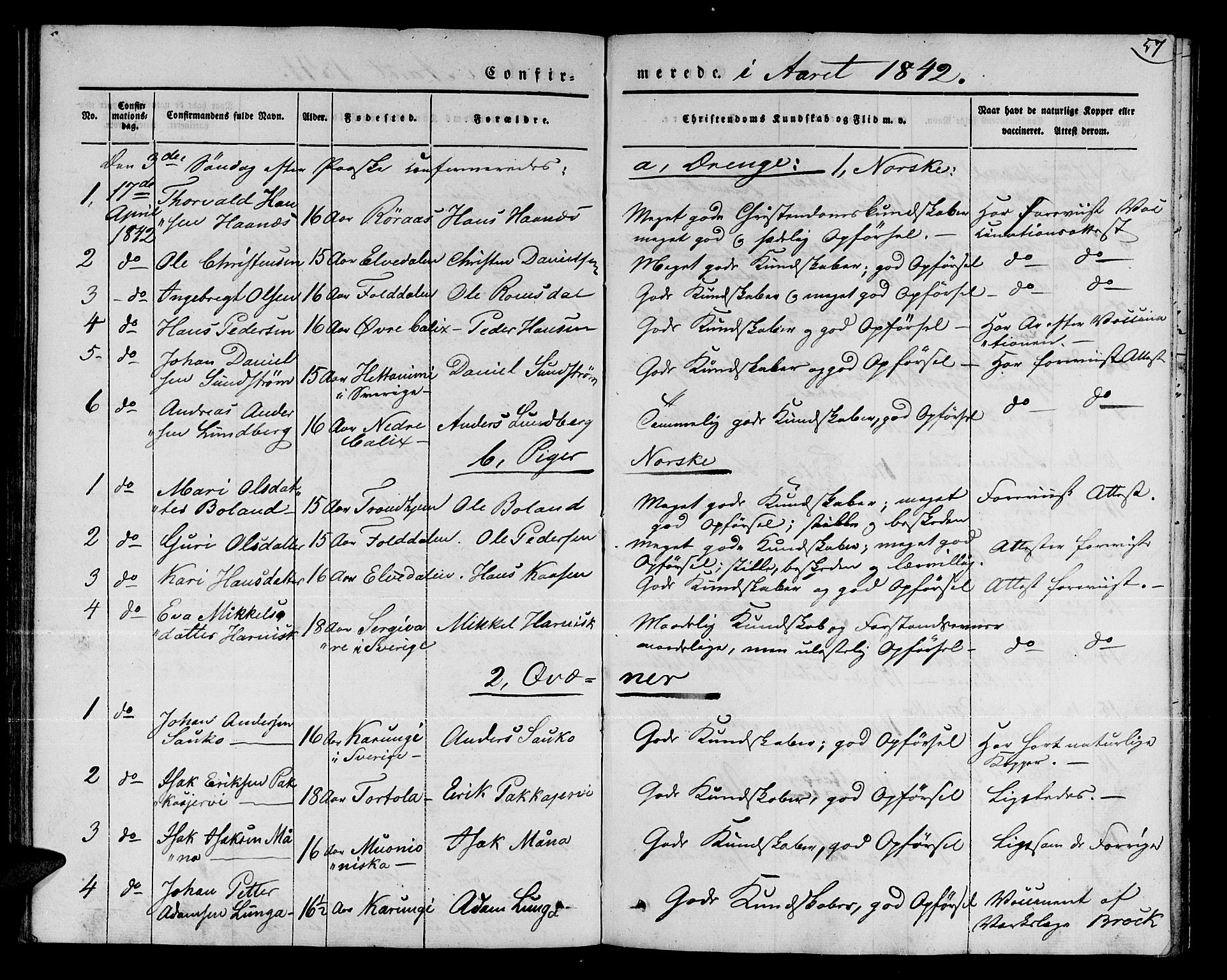 Talvik sokneprestkontor, SATØ/S-1337/H/Ha/L0015kirke: Parish register (official) no. 15, 1837-1847, p. 57