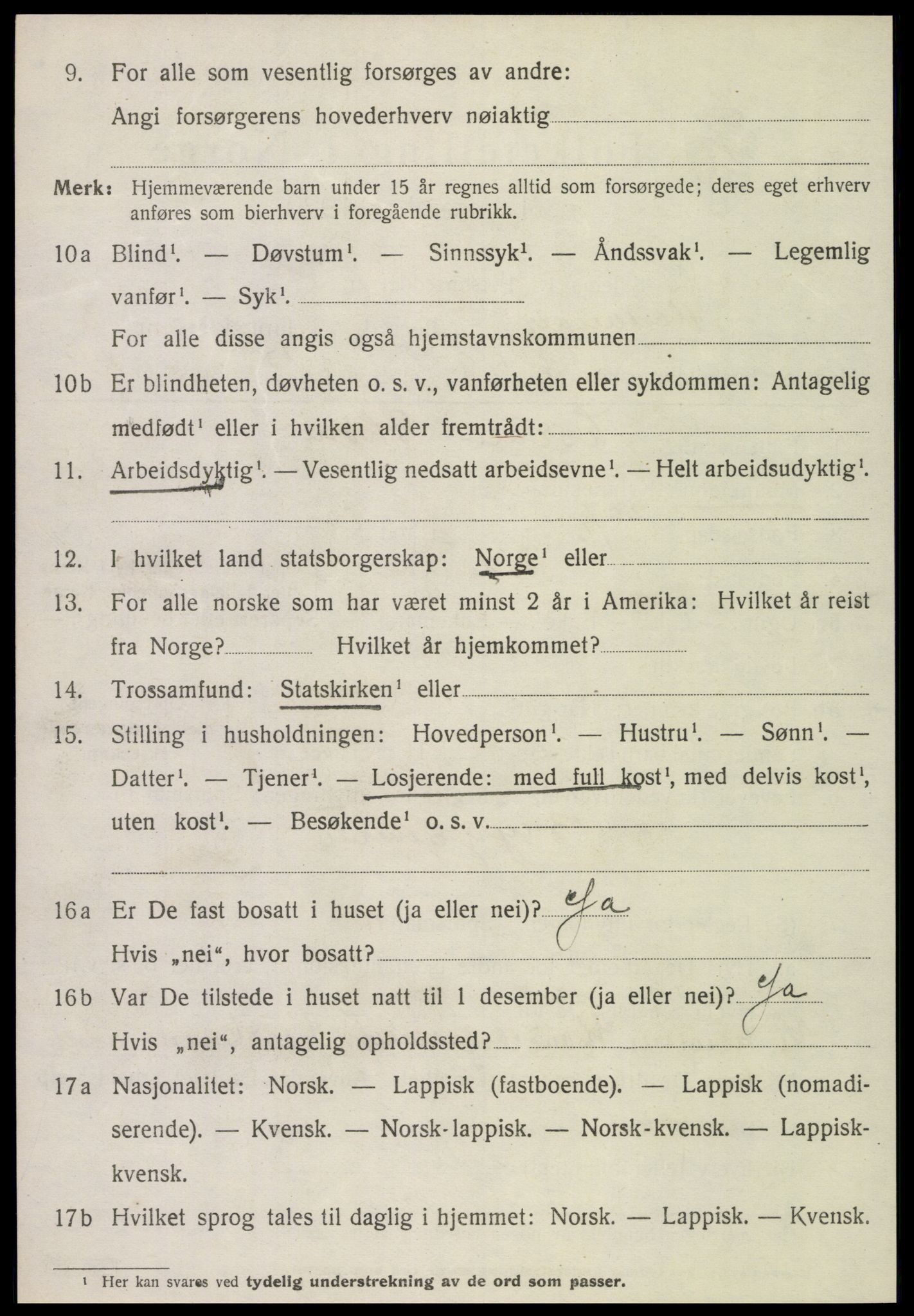 SAT, 1920 census for Flatanger, 1920, p. 2177