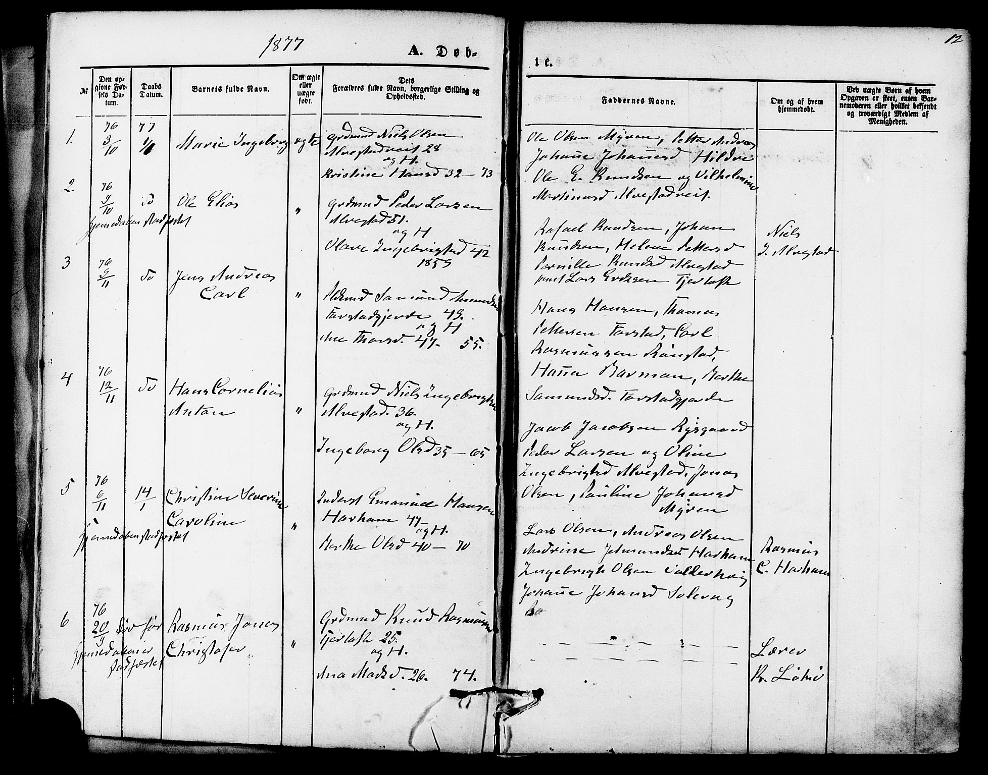 Ministerialprotokoller, klokkerbøker og fødselsregistre - Møre og Romsdal, AV/SAT-A-1454/536/L0500: Parish register (official) no. 536A09, 1876-1889, p. 12