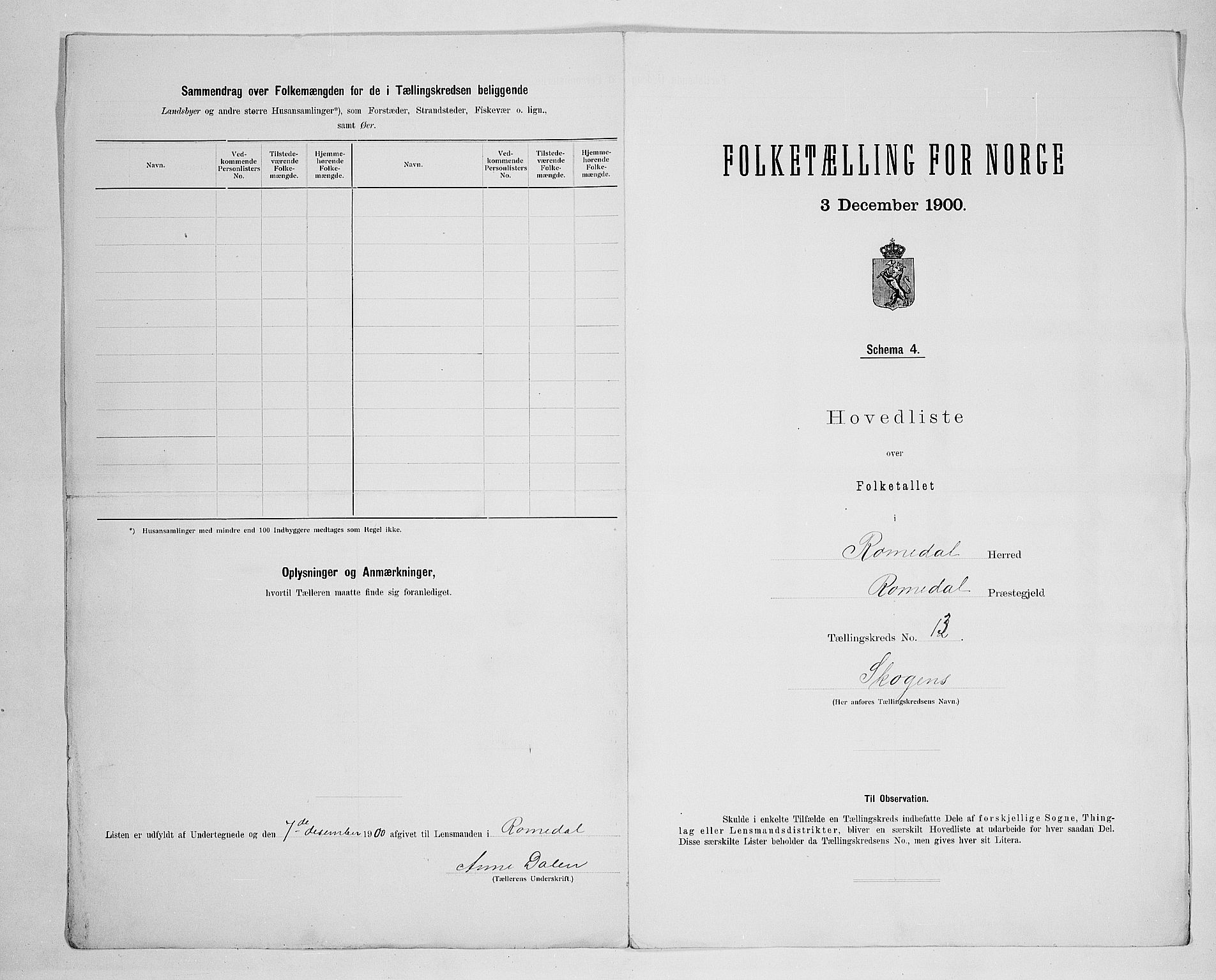 SAH, 1900 census for Romedal, 1900, p. 44