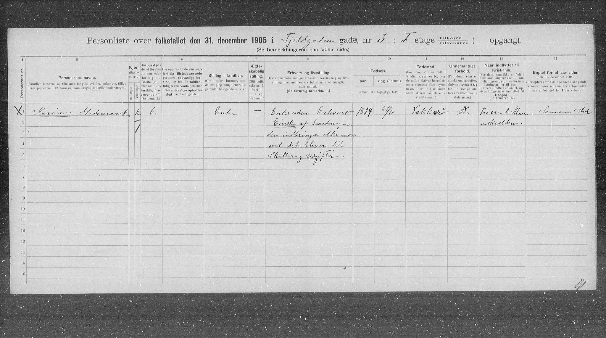 OBA, Municipal Census 1905 for Kristiania, 1905, p. 12539