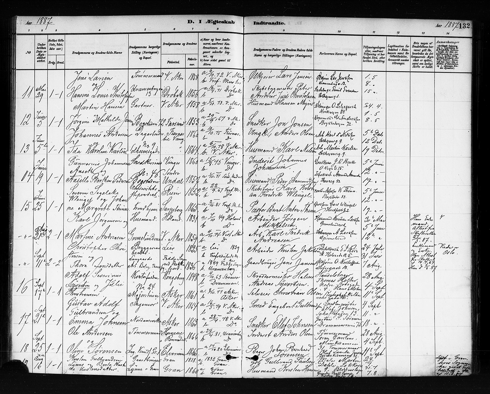 Uranienborg prestekontor Kirkebøker, AV/SAO-A-10877/F/Fa/L0002: Parish register (official) no. 2, 1880-1896, p. 132