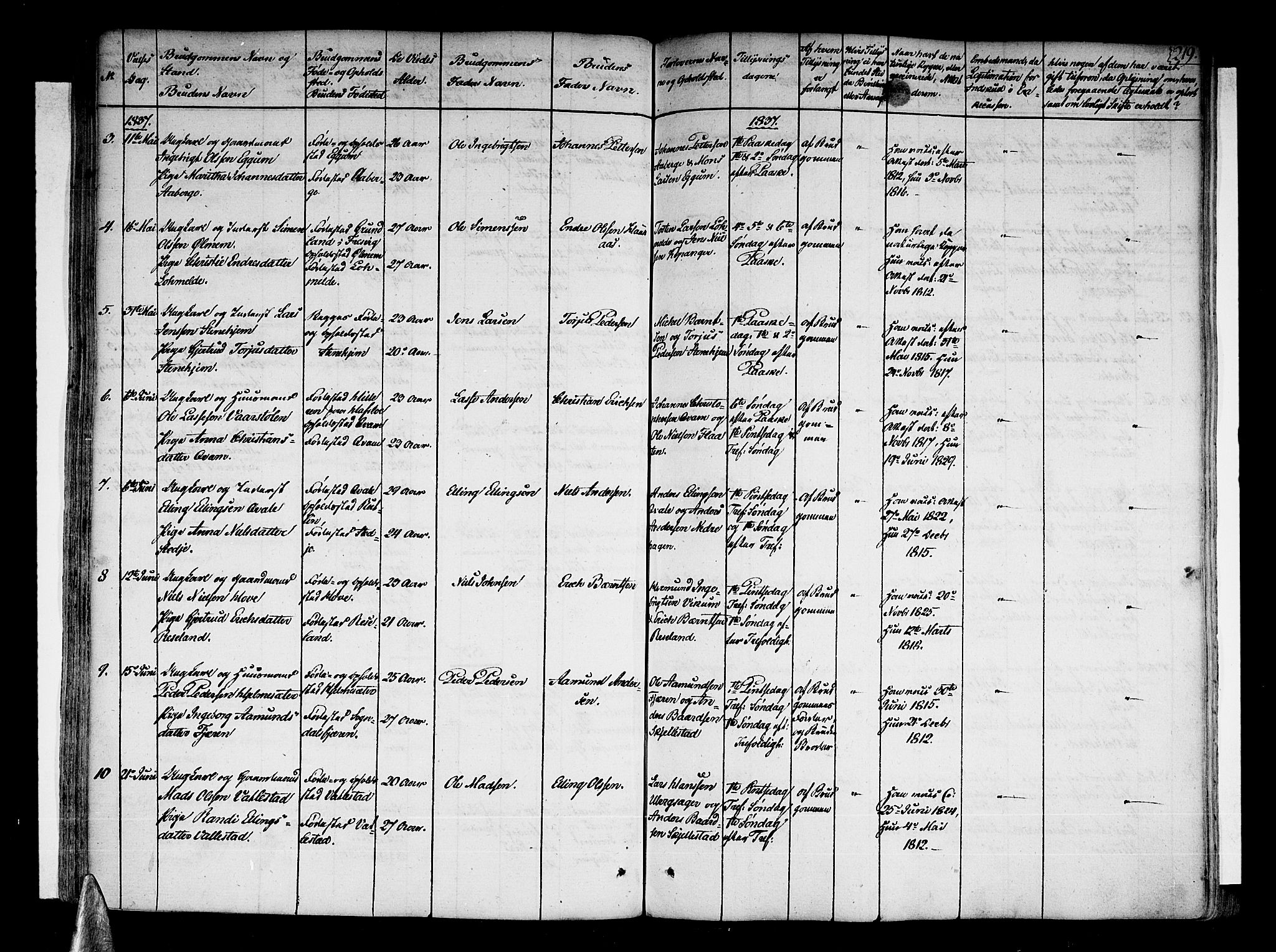 Sogndal sokneprestembete, AV/SAB-A-81301/H/Haa/Haaa/L0010: Parish register (official) no. A 10, 1821-1838, p. 219