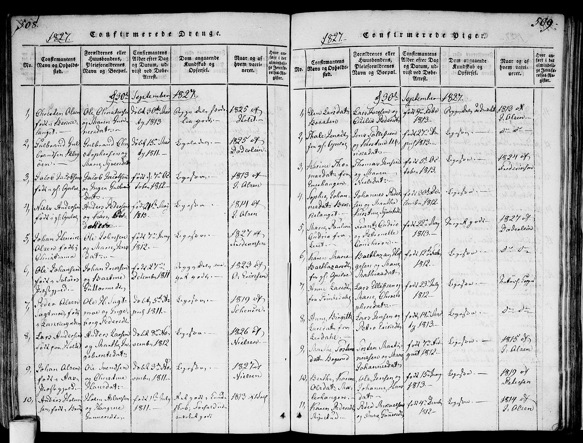 Gamlebyen prestekontor Kirkebøker, AV/SAO-A-10884/F/Fa/L0002: Parish register (official) no. 2, 1817-1829, p. 508-509