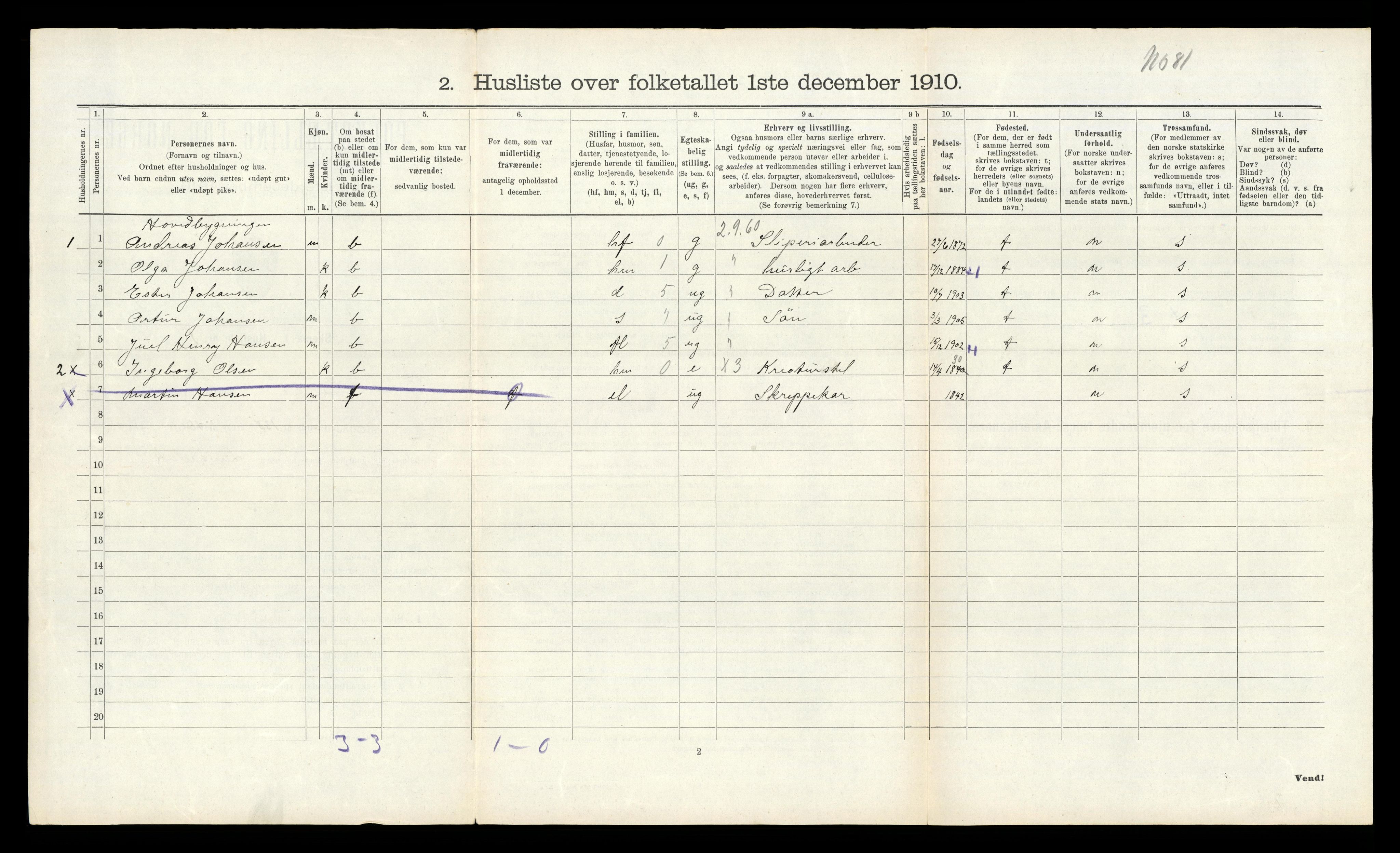 RA, 1910 census for Sande, 1910, p. 1248