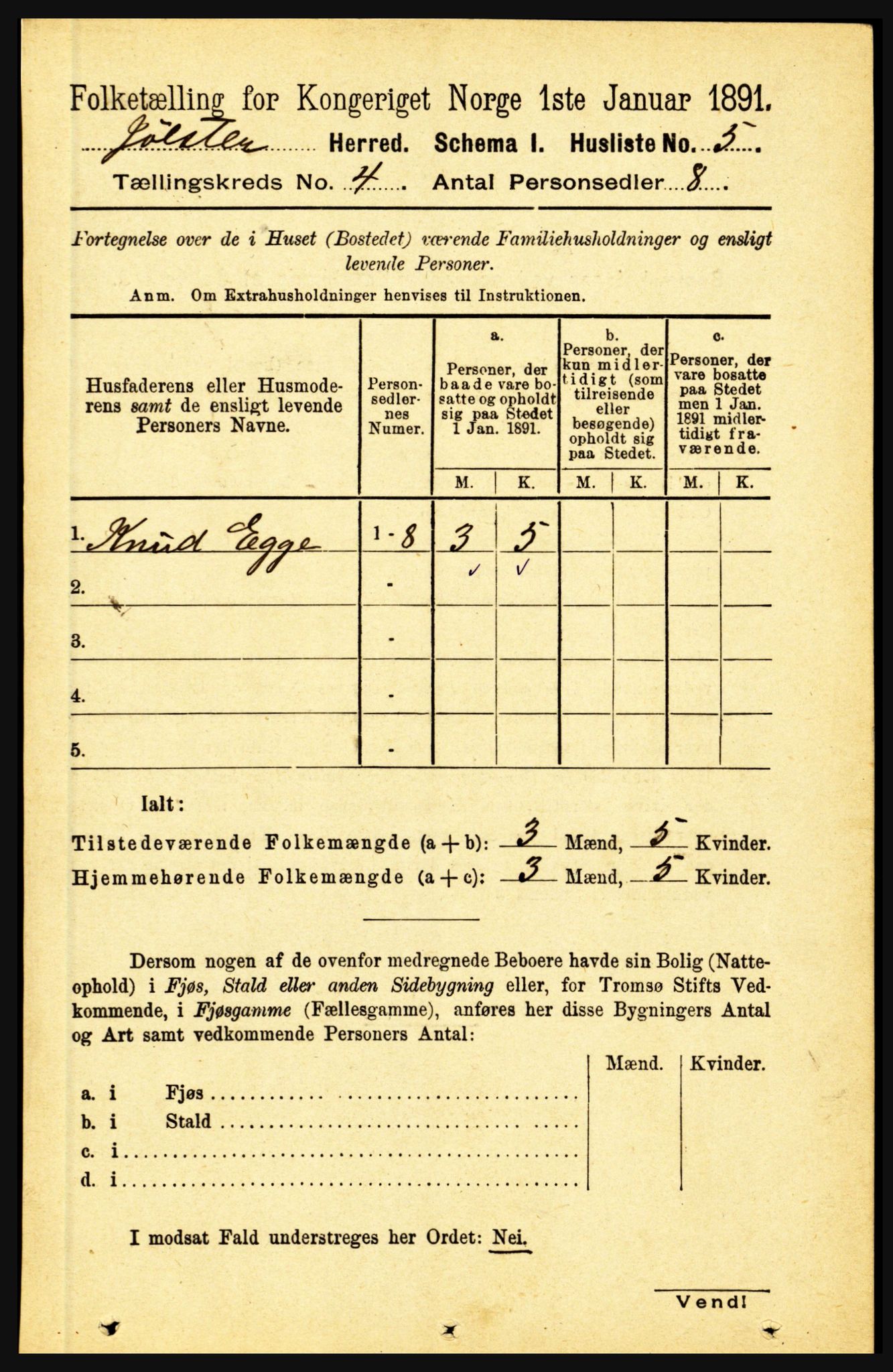 RA, 1891 census for 1431 Jølster, 1891, p. 1332