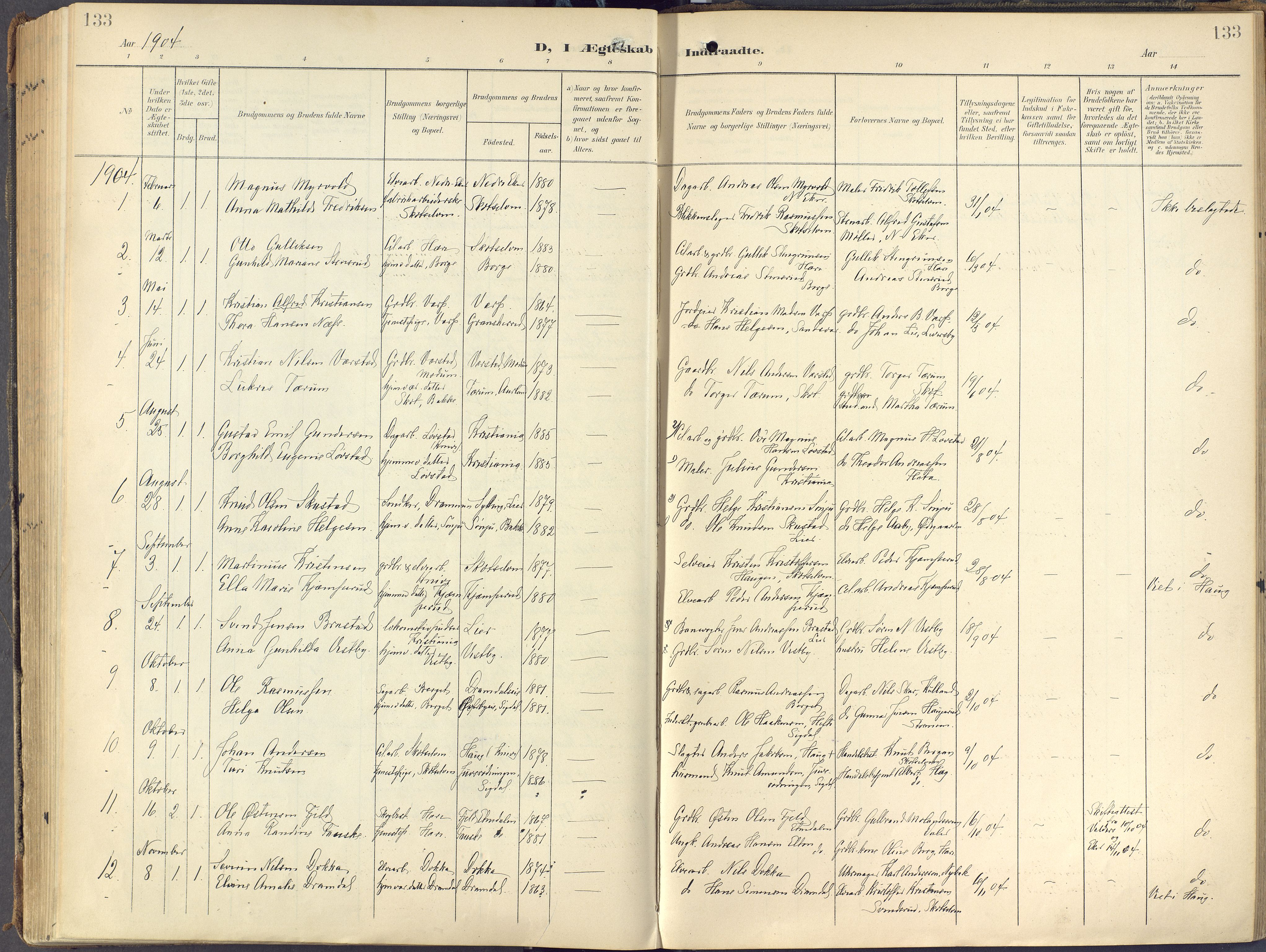 Eiker kirkebøker, AV/SAKO-A-4/F/Fc/L0004: Parish register (official) no. III 4, 1900-1919, p. 133