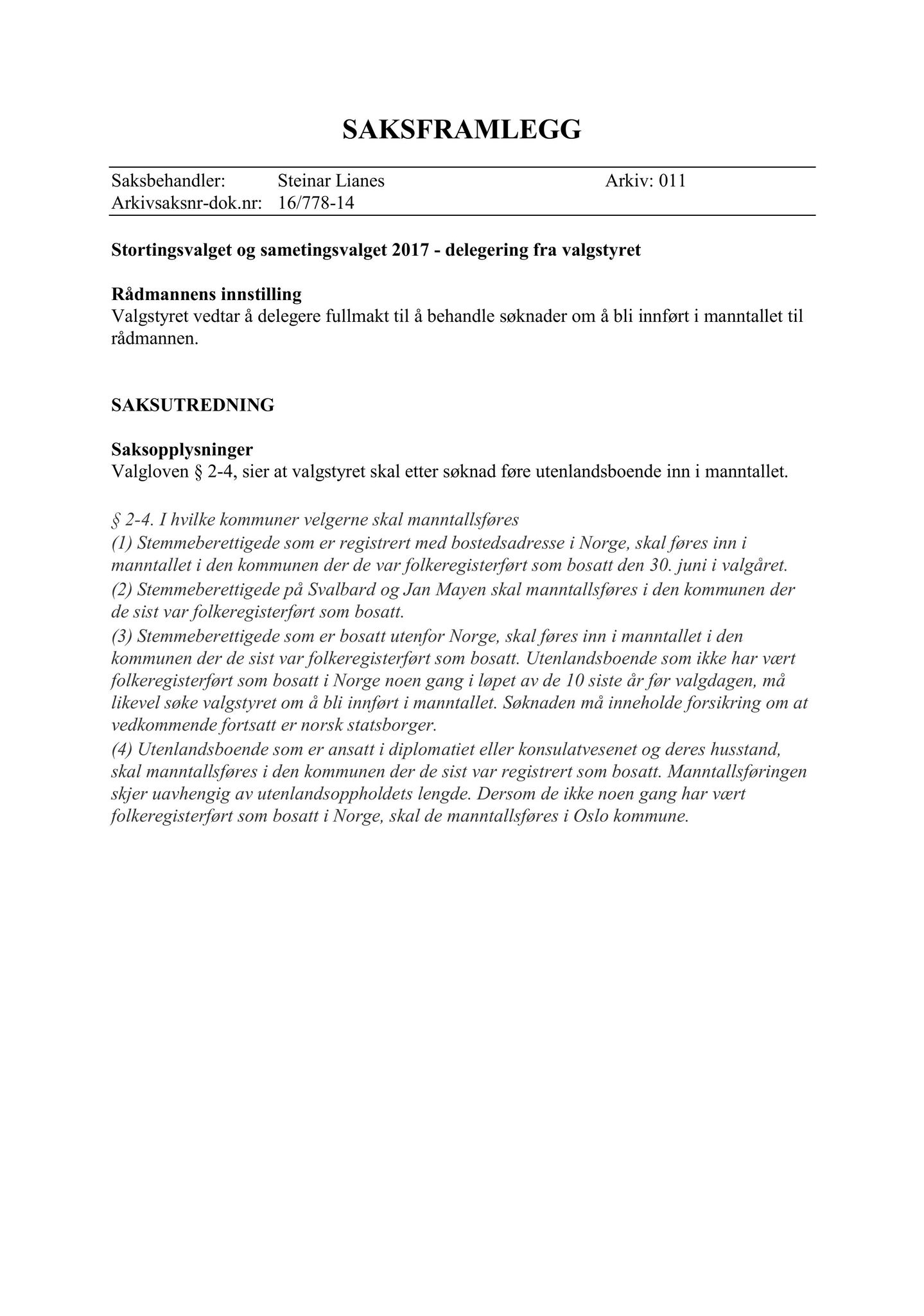 Klæbu Kommune, TRKO/KK/10-VS/L003: Valgnemnda - Møtedokumenter, 2017, p. 11