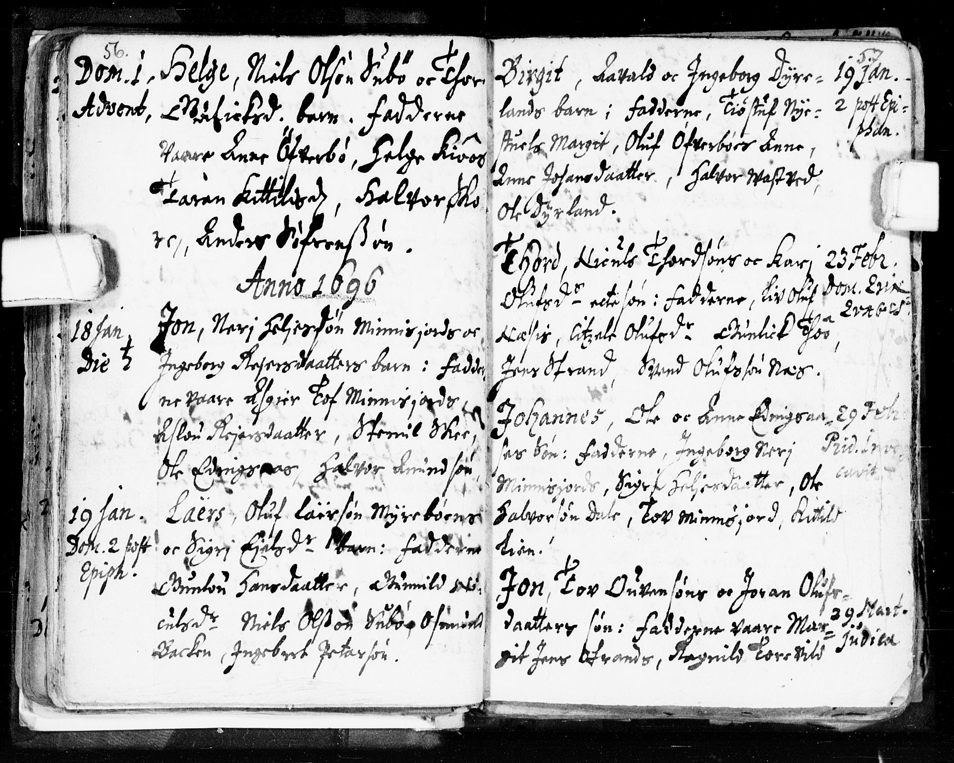 Seljord kirkebøker, SAKO/A-20/F/Fa/L0002: Parish register (official) no. I 2, 1689-1713, p. 56-57