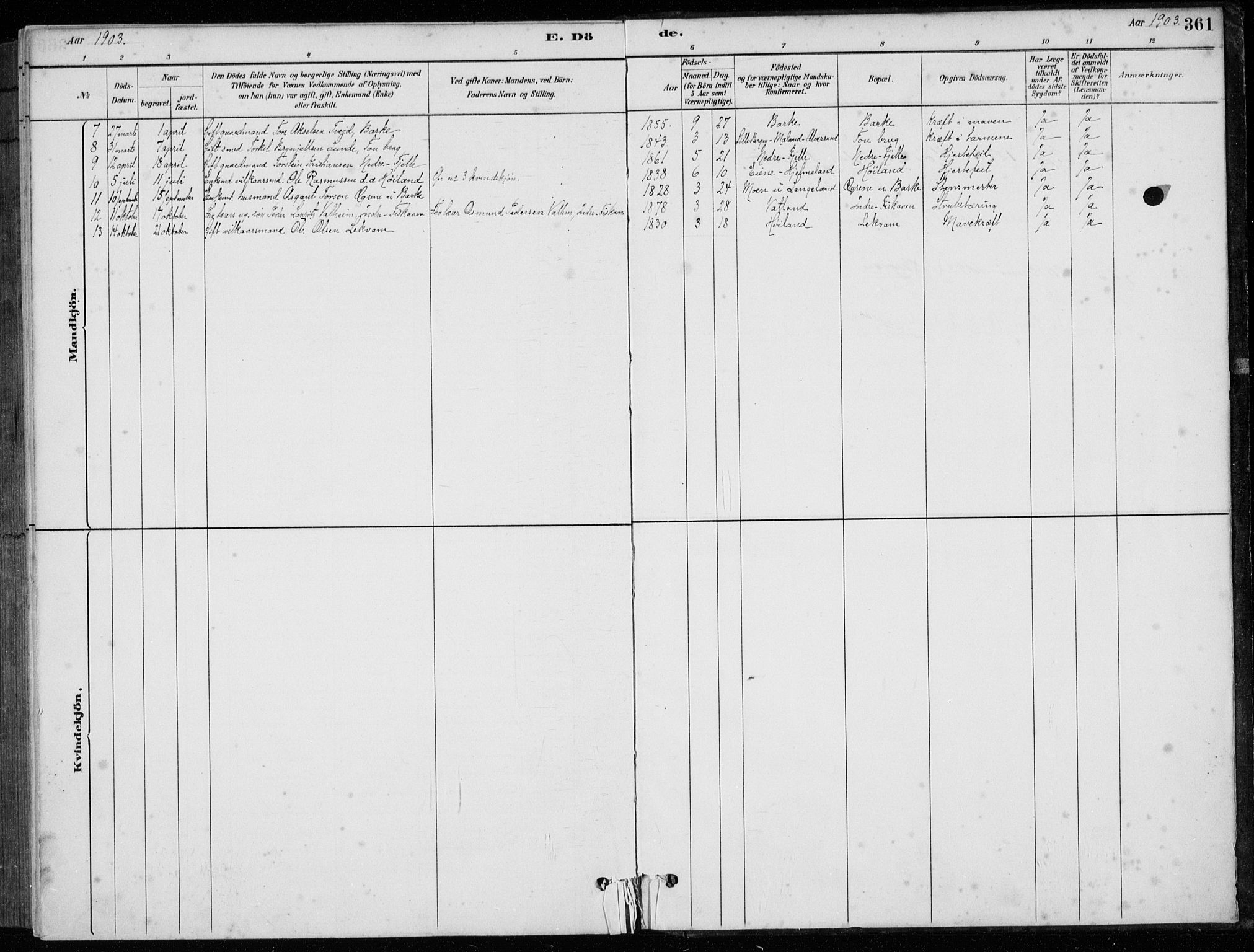 Strand sokneprestkontor, SAST/A-101828/H/Ha/Hab/L0004: Parish register (copy) no. B 4, 1878-1903, p. 361