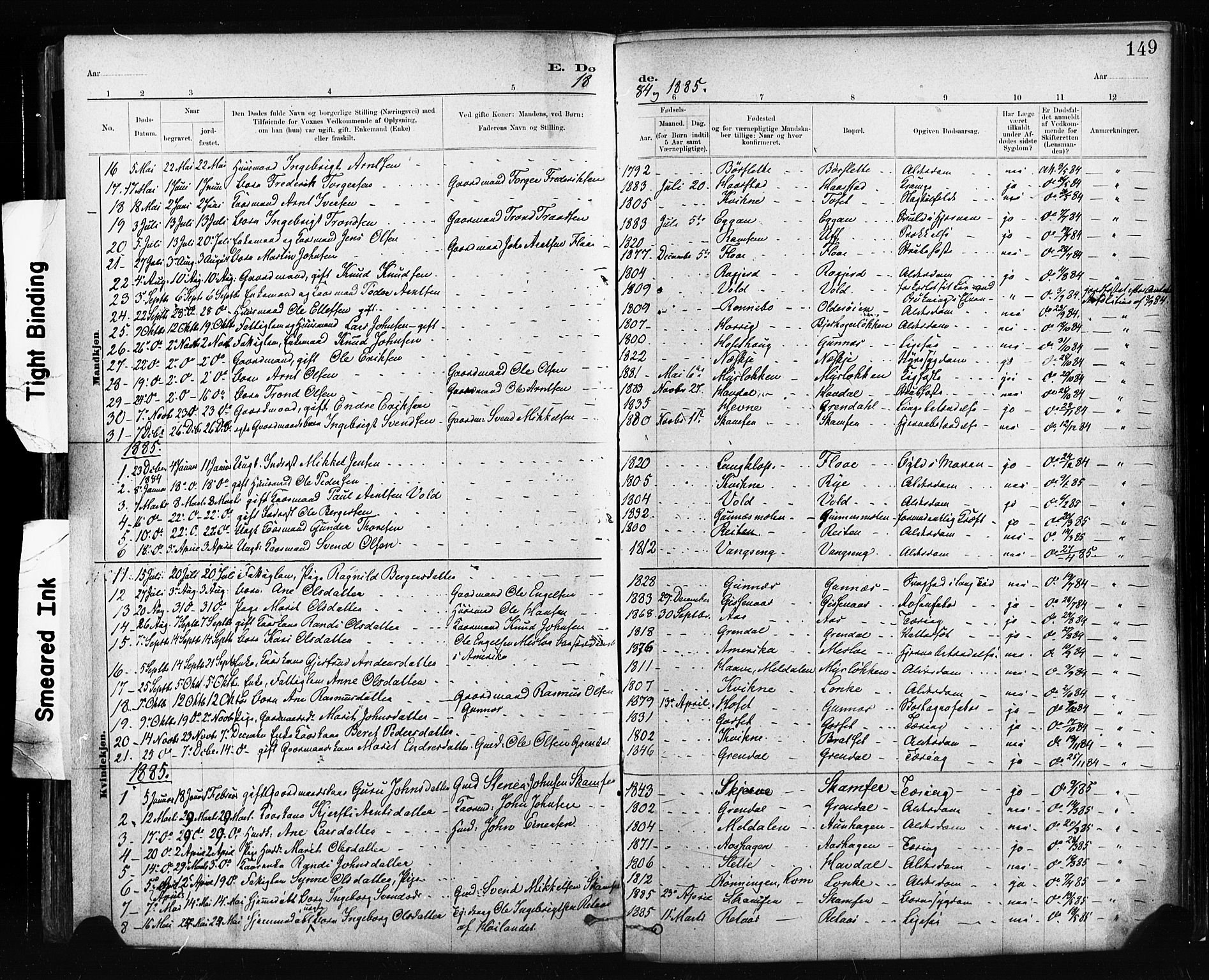 Ministerialprotokoller, klokkerbøker og fødselsregistre - Sør-Trøndelag, SAT/A-1456/674/L0871: Parish register (official) no. 674A03, 1880-1896, p. 149