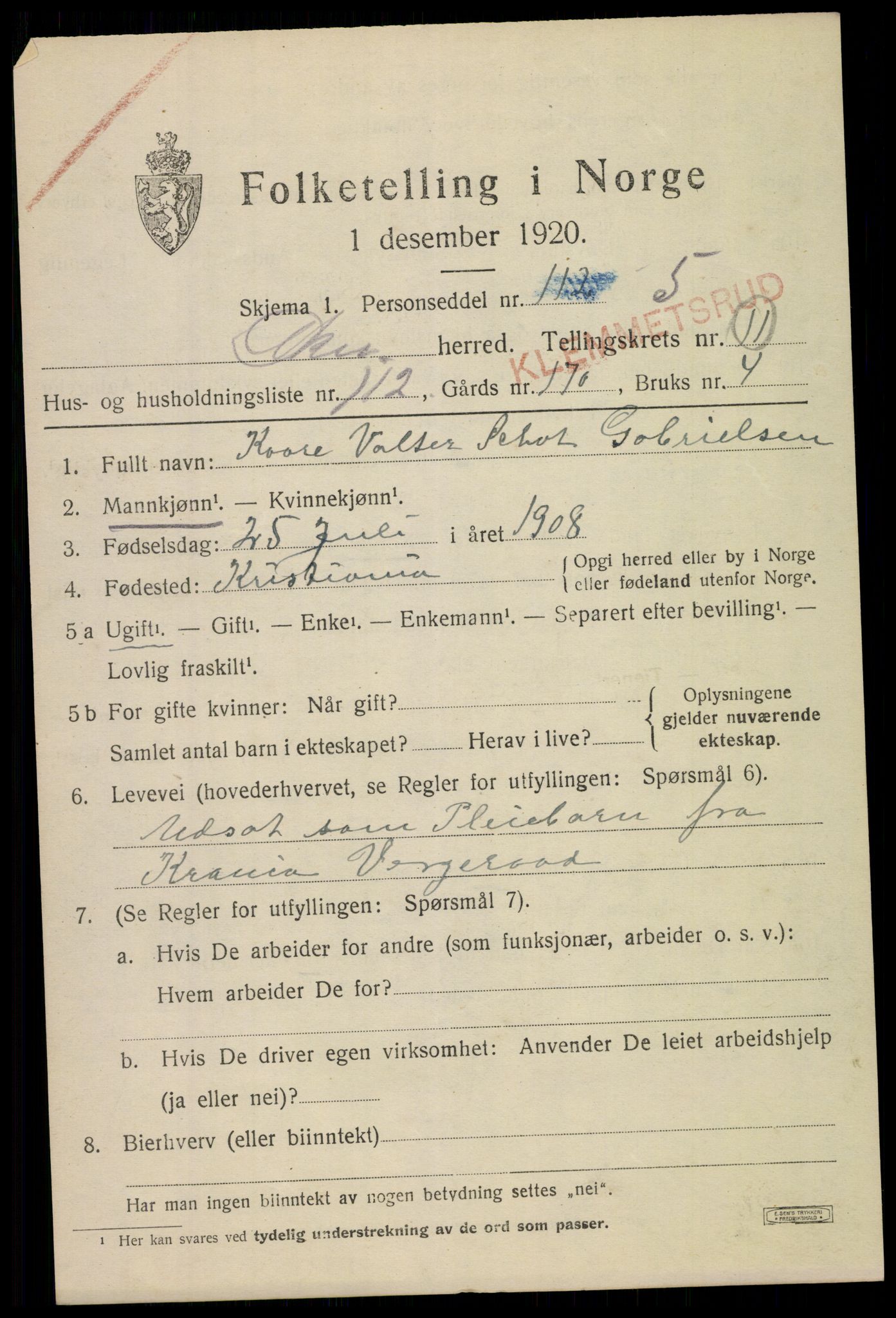 SAO, 1920 census for Aker, 1920, p. 72416