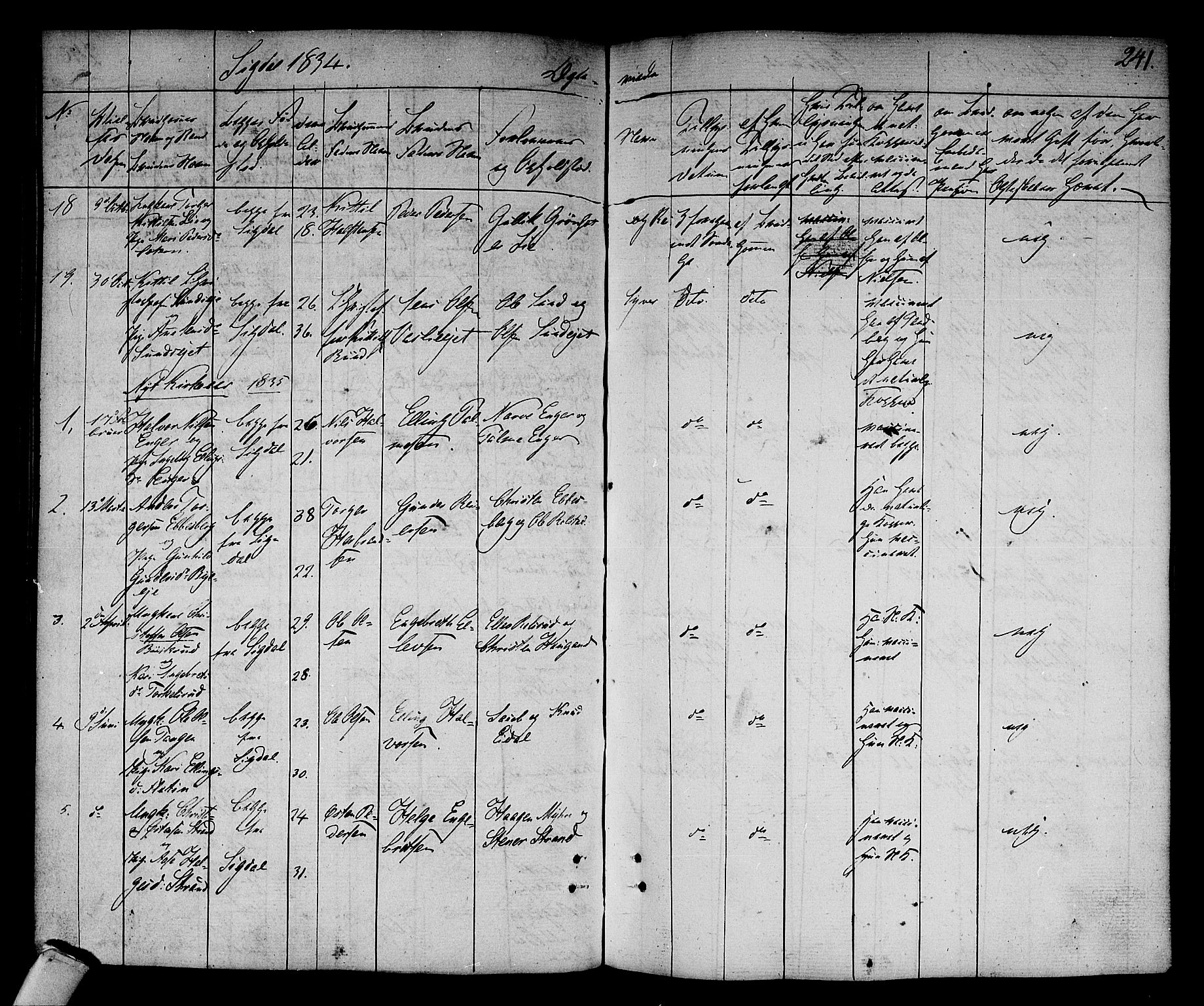 Sigdal kirkebøker, SAKO/A-245/F/Fa/L0006: Parish register (official) no. I 6 /1, 1829-1843, p. 241