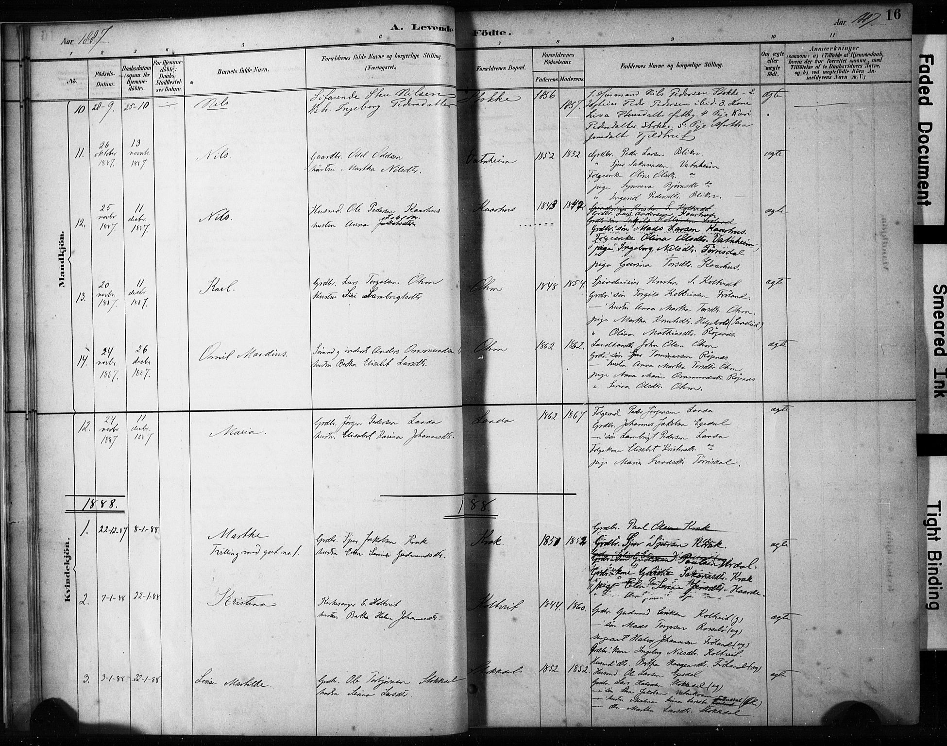 Skjold sokneprestkontor, AV/SAST-A-101847/H/Ha/Haa/L0009: Parish register (official) no. A 9, 1882-1898, p. 16