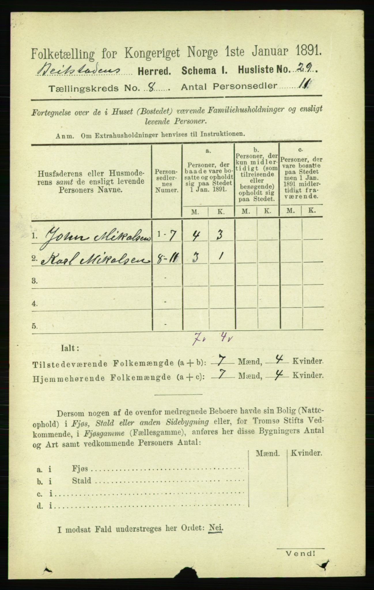 RA, 1891 census for 1727 Beitstad, 1891, p. 2150