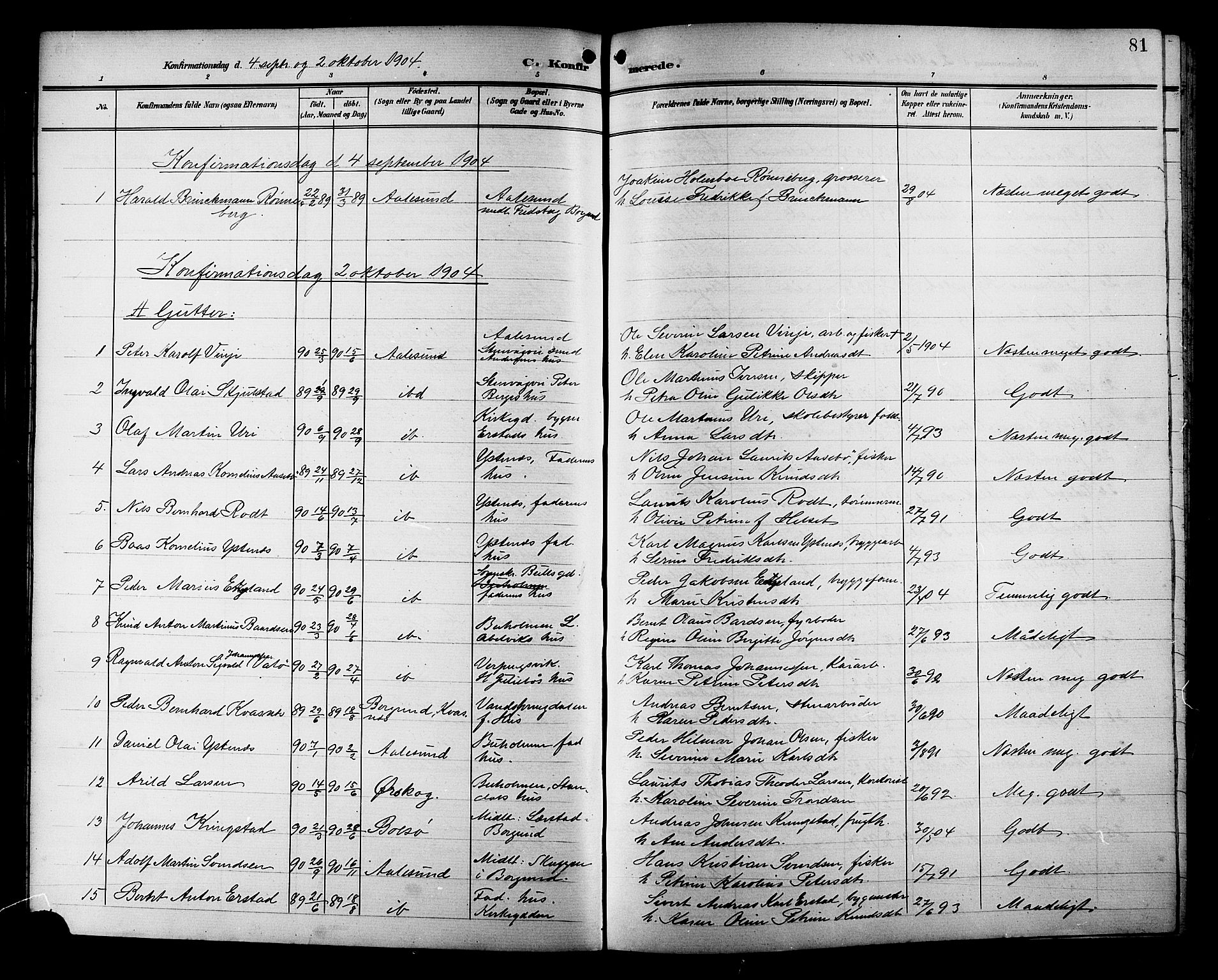 Ministerialprotokoller, klokkerbøker og fødselsregistre - Møre og Romsdal, AV/SAT-A-1454/529/L0469: Parish register (copy) no. 529C06, 1898-1906, p. 81