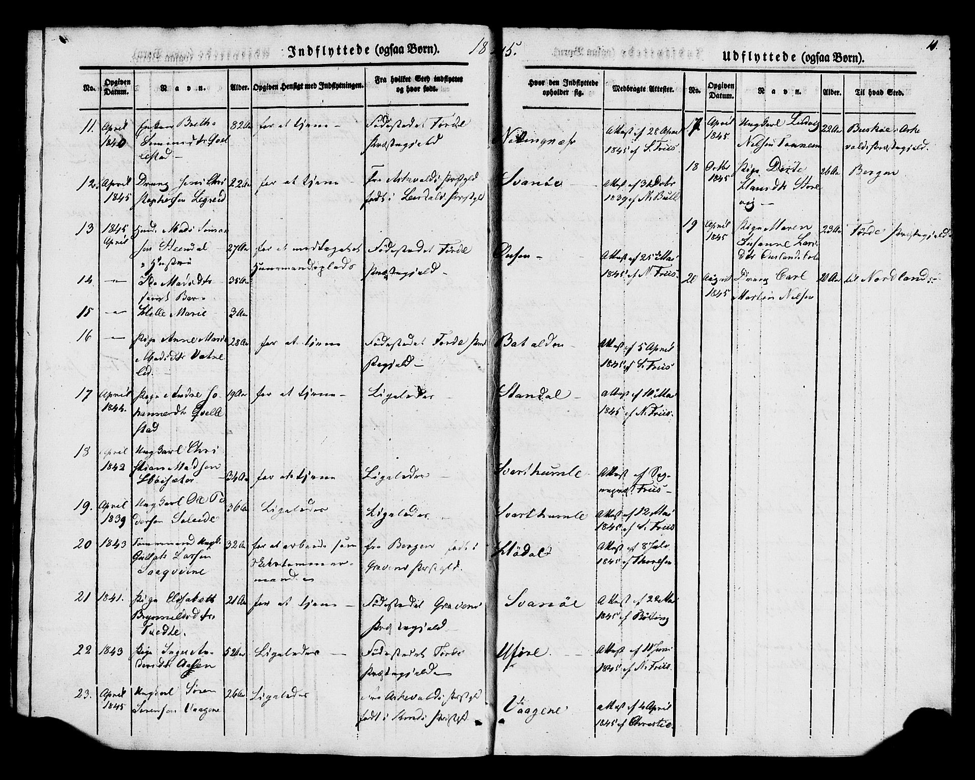 Kinn sokneprestembete, AV/SAB-A-80801/H/Haa/Haaa/L0014: Parish register (official) no. A 14, 1841-1859, p. 11