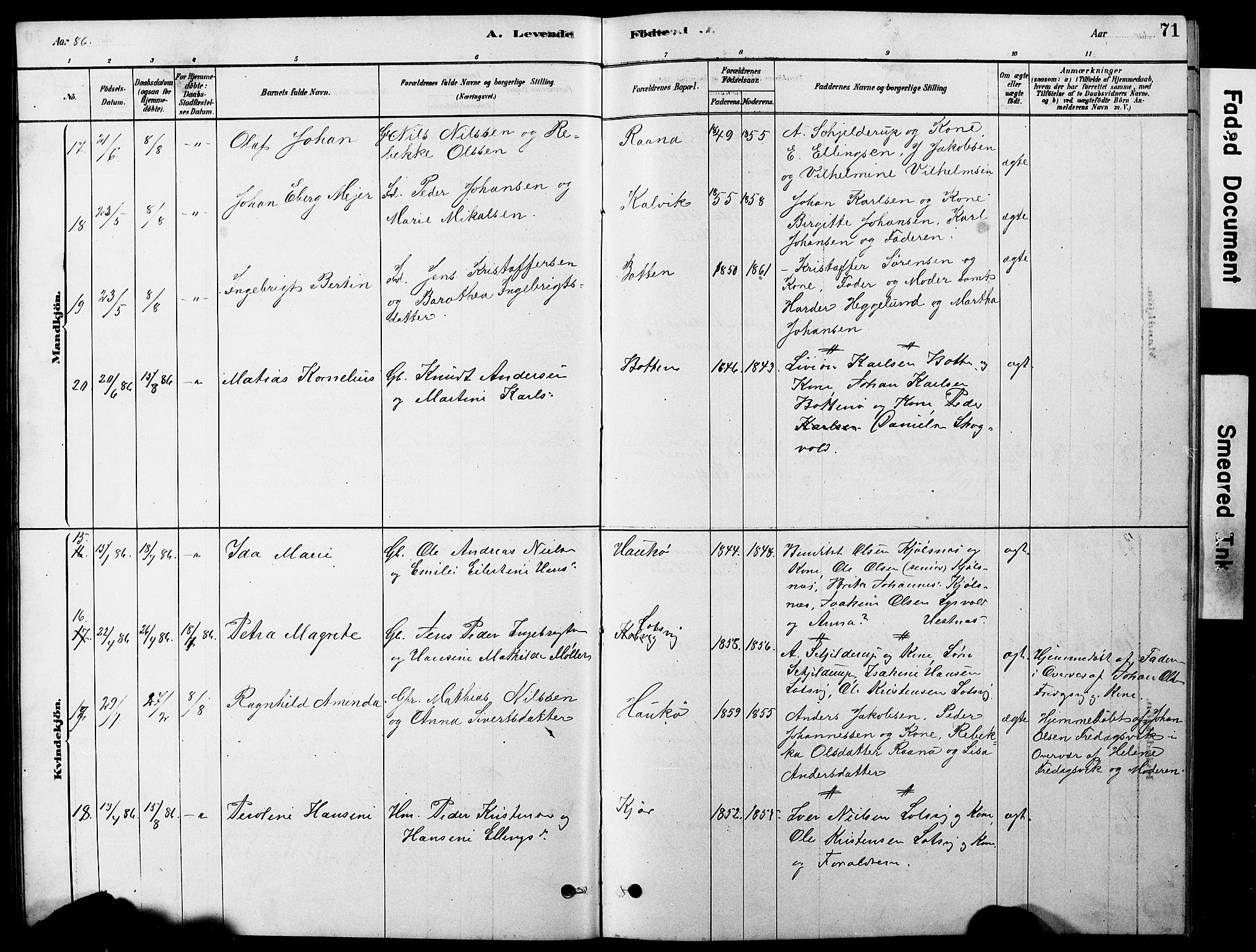 Ministerialprotokoller, klokkerbøker og fødselsregistre - Nordland, AV/SAT-A-1459/861/L0875: Parish register (copy) no. 861C01, 1879-1887, p. 71