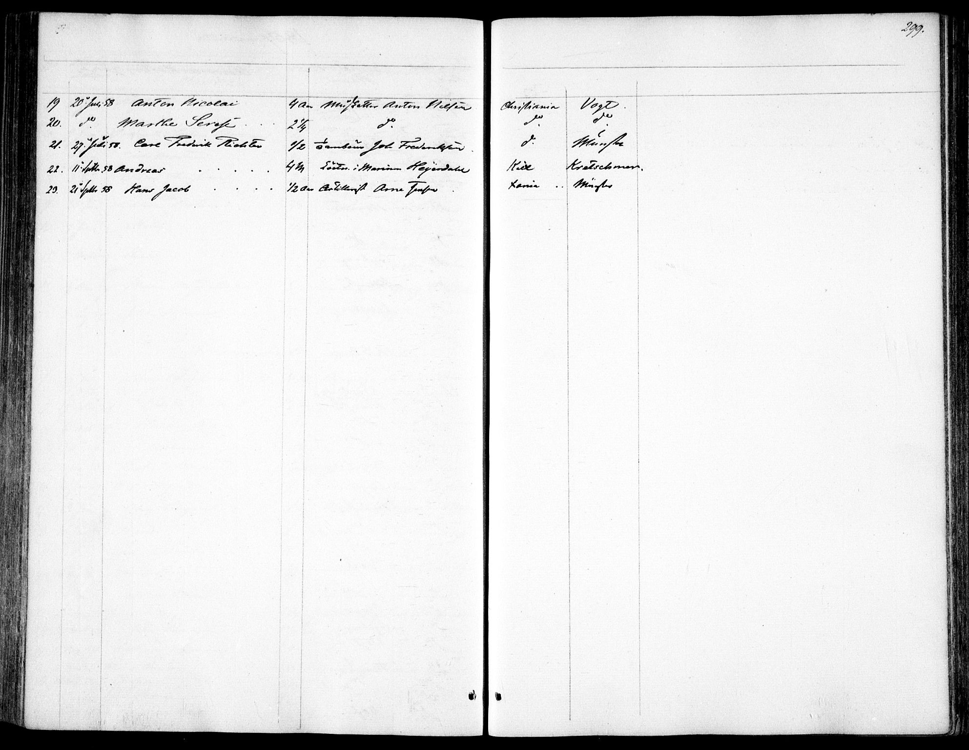 Garnisonsmenigheten Kirkebøker, AV/SAO-A-10846/F/Fa/L0009: Parish register (official) no. 9, 1842-1859, p. 299