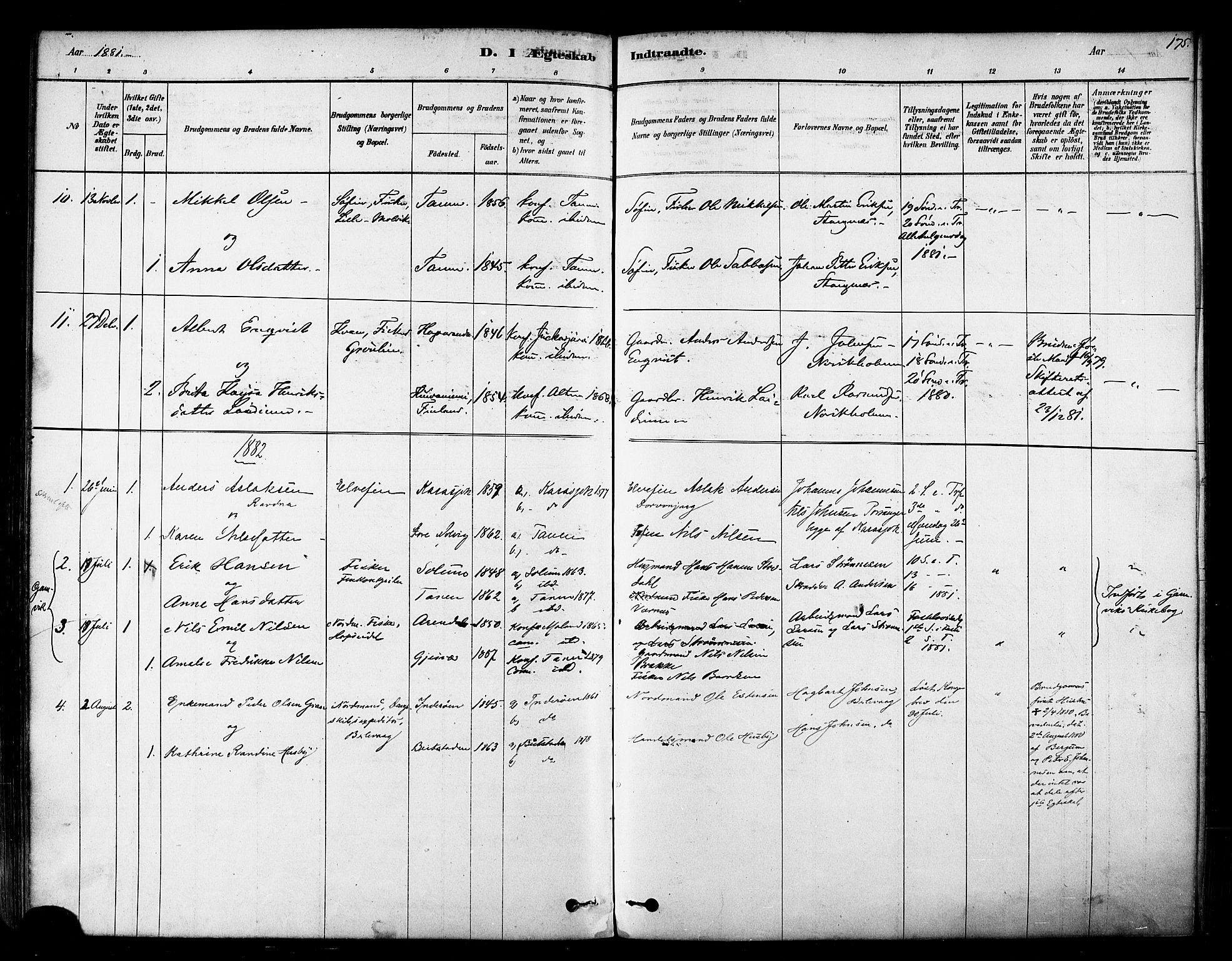 Tana sokneprestkontor, SATØ/S-1334/H/Ha/L0004kirke: Parish register (official) no. 4, 1878-1891, p. 175