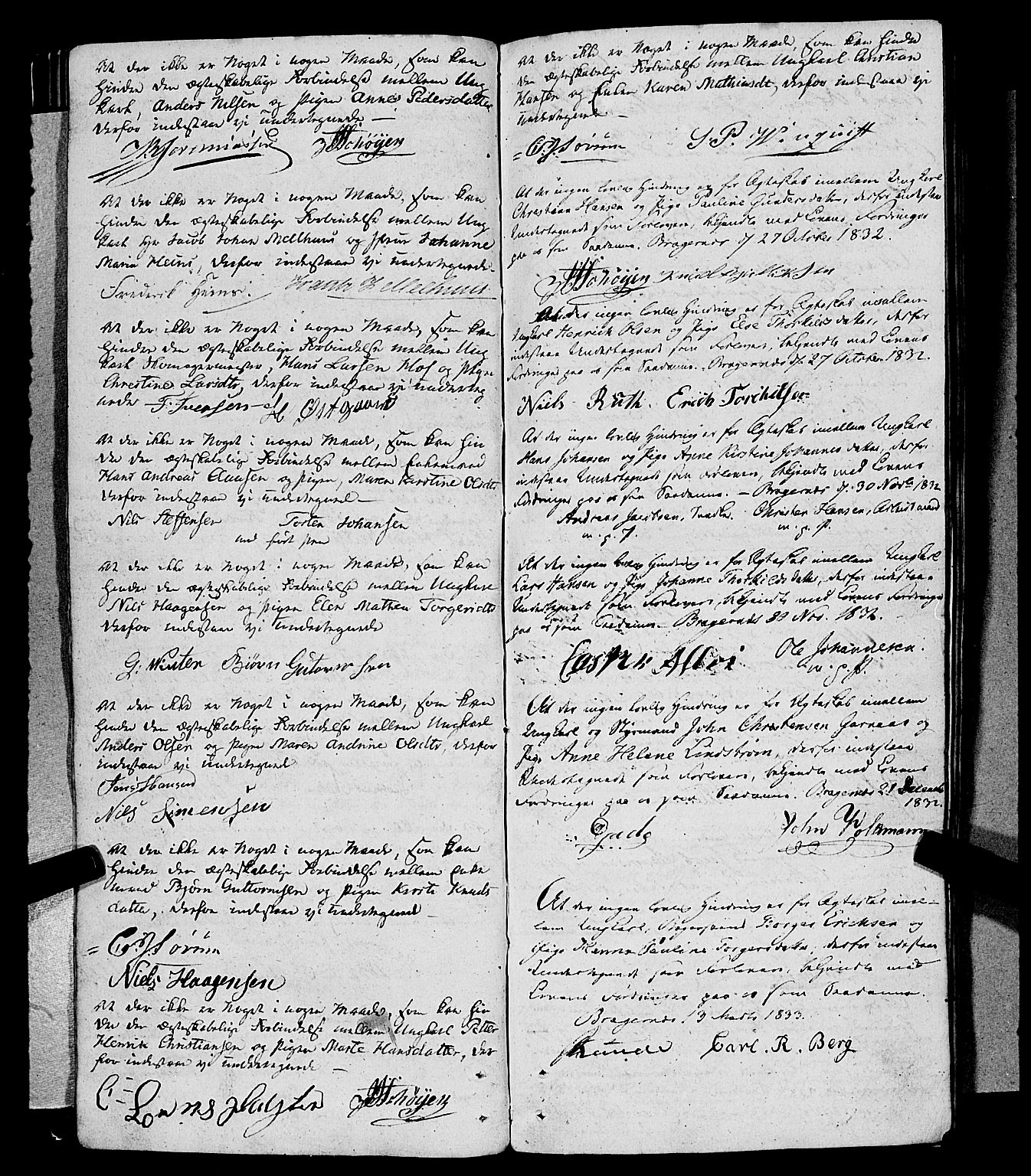 Bragernes kirkebøker, AV/SAKO-A-6/H/Hb/L0001: Best man's statements no. 1, 1819-1865