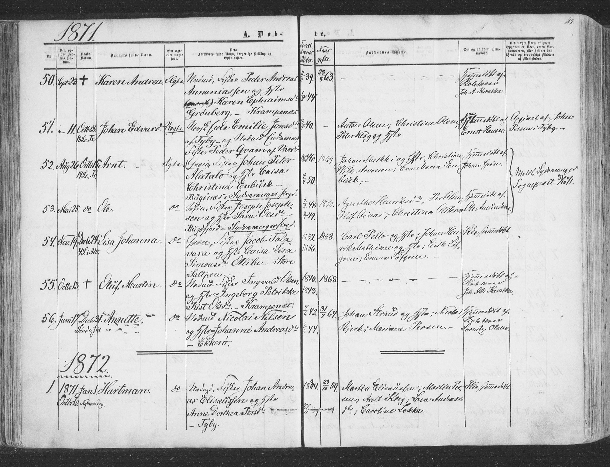 Vadsø sokneprestkontor, SATØ/S-1325/H/Ha/L0004kirke: Parish register (official) no. 4, 1854-1880, p. 102