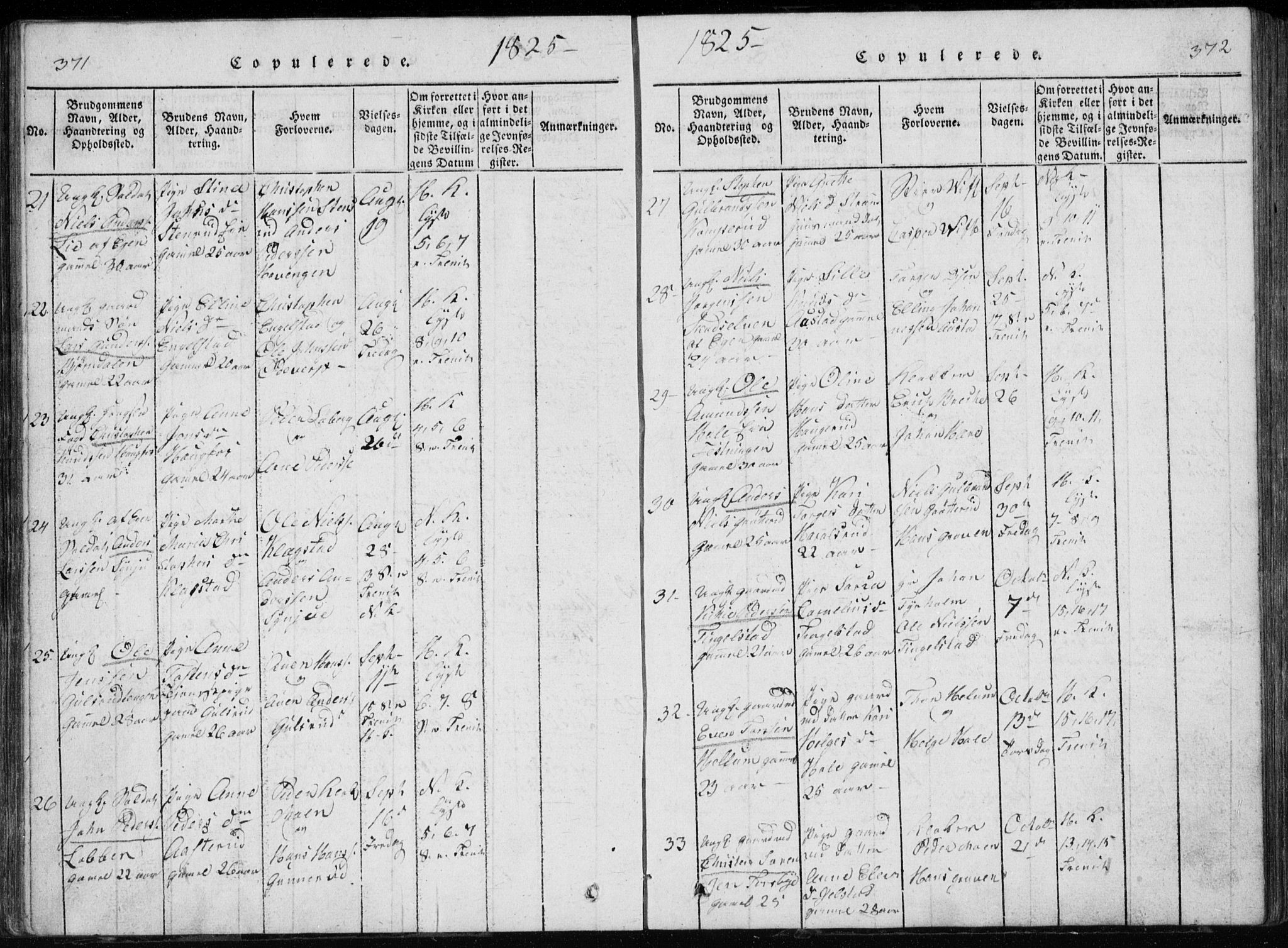 Modum kirkebøker, AV/SAKO-A-234/G/Ga/L0002: Parish register (copy) no. I 2, 1824-1832, p. 371-372