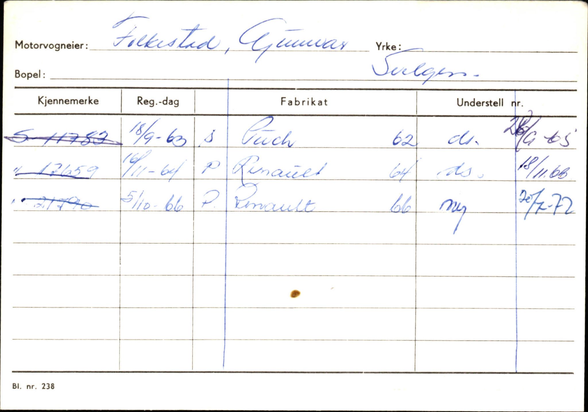 Statens vegvesen, Sogn og Fjordane vegkontor, SAB/A-5301/4/F/L0133: Eigarregister Bremanger A-Å. Gaular A-H, 1945-1975, p. 331