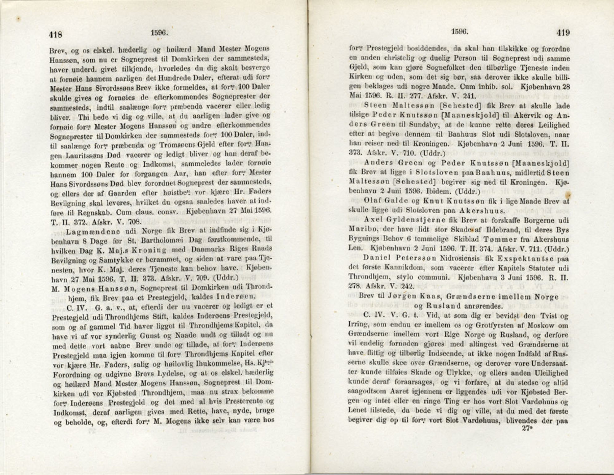 Publikasjoner utgitt av Det Norske Historiske Kildeskriftfond, PUBL/-/-/-: Norske Rigs-Registranter, bind 3, 1588-1602, p. 418-419