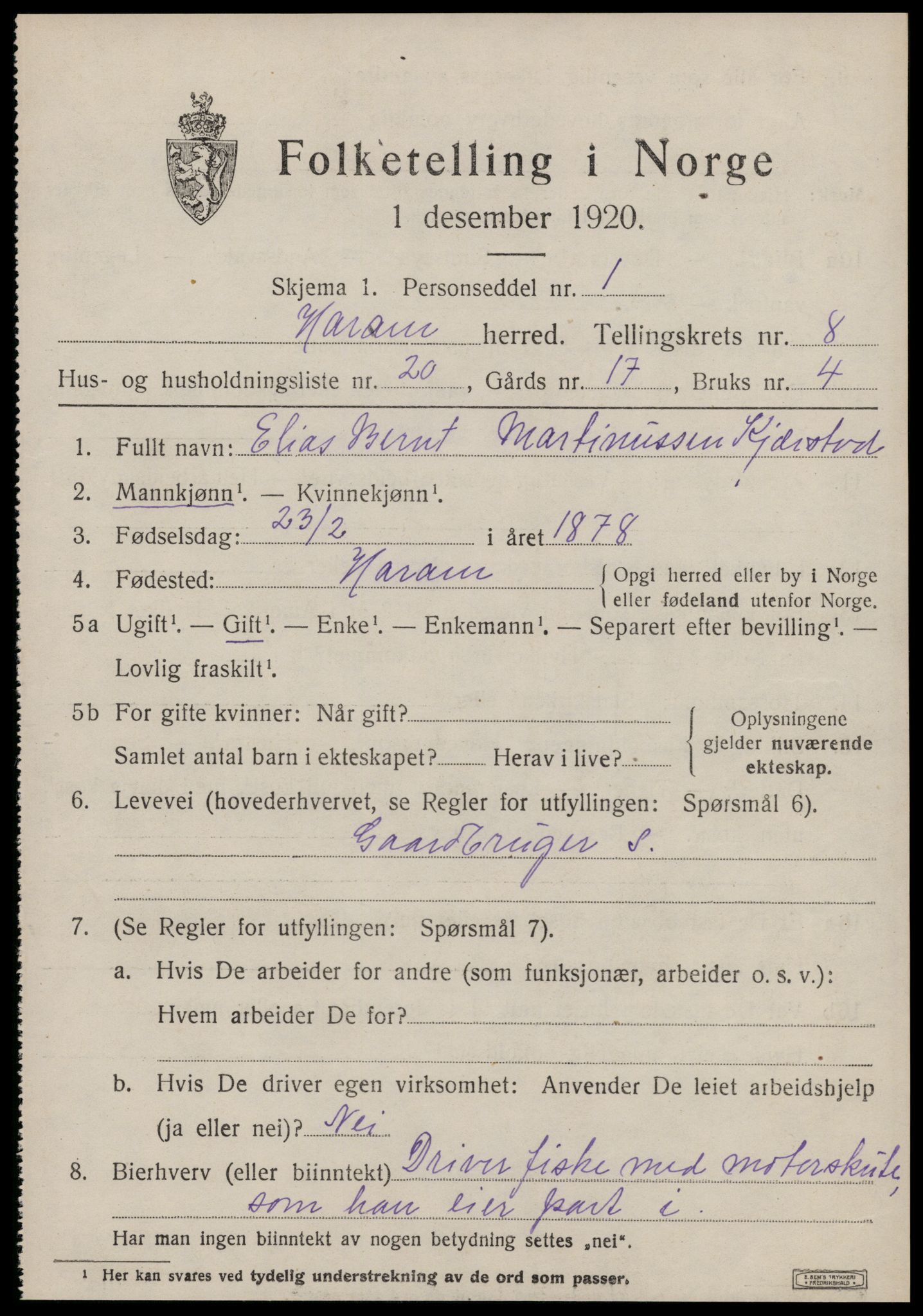 SAT, 1920 census for Haram, 1920, p. 4803