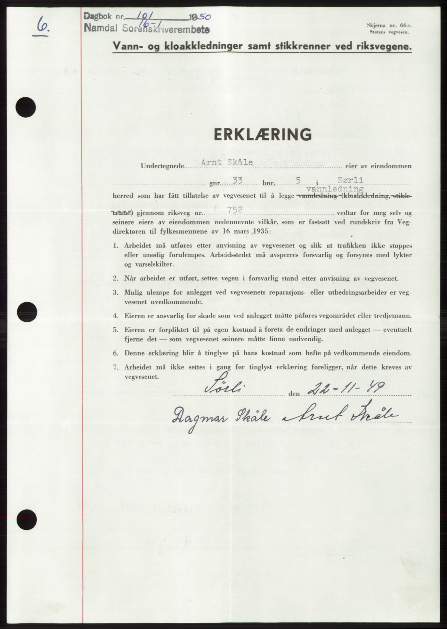 Namdal sorenskriveri, AV/SAT-A-4133/1/2/2C: Mortgage book no. -, 1950-1950, Diary no: : 101/1950