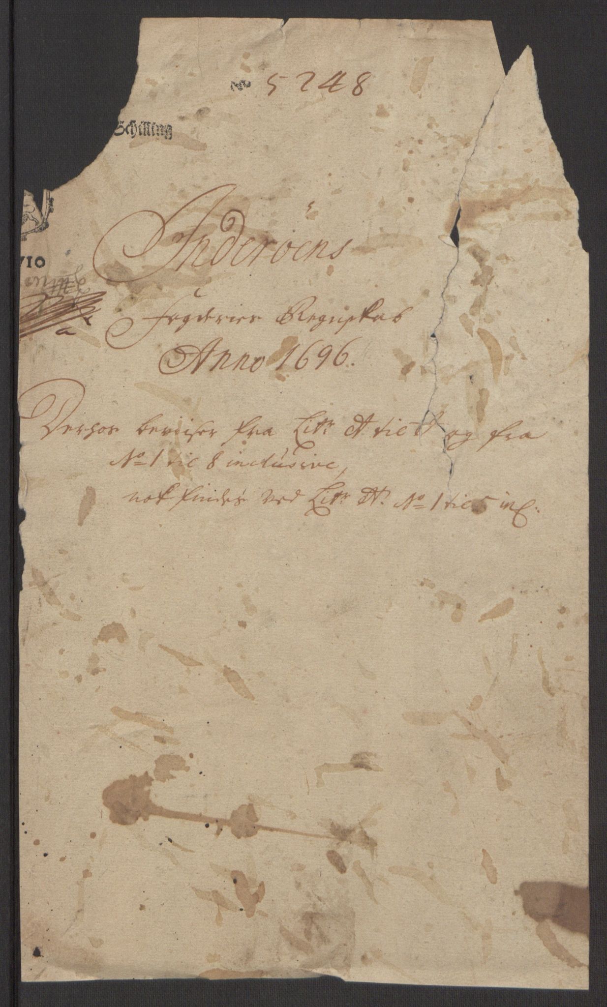 Rentekammeret inntil 1814, Reviderte regnskaper, Fogderegnskap, AV/RA-EA-4092/R63/L4309: Fogderegnskap Inderøy, 1695-1697, p. 121