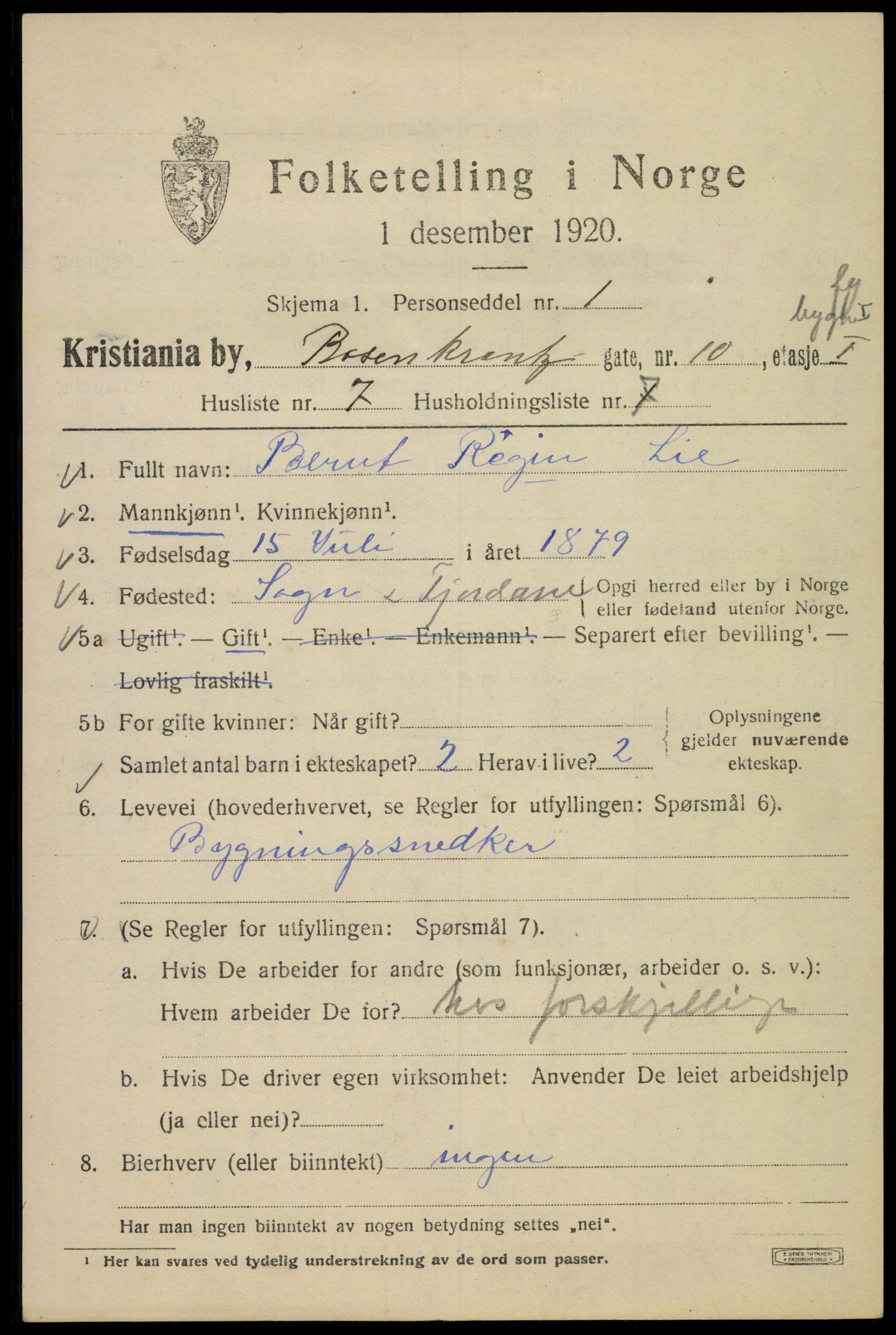 SAO, 1920 census for Kristiania, 1920, p. 466863