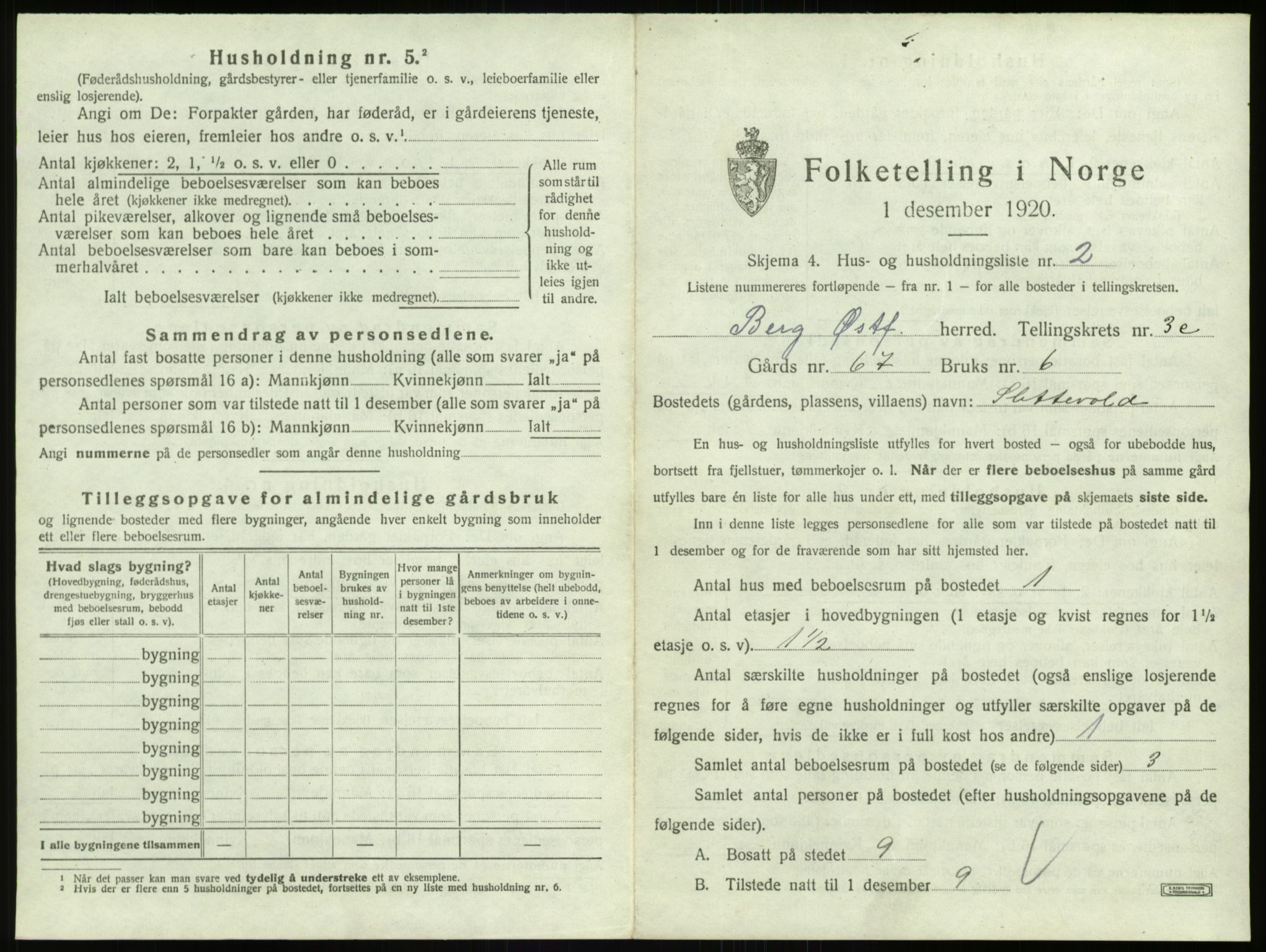 SAO, 1920 census for Berg, 1920, p. 873