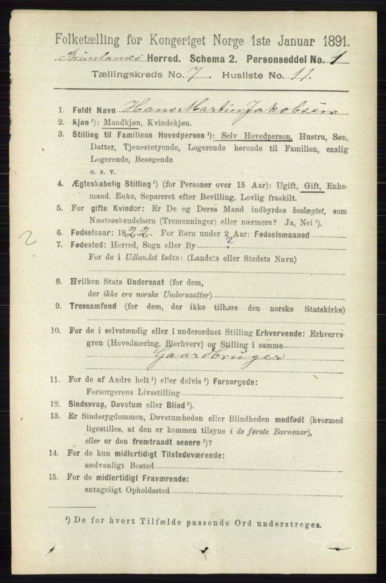 RA, 1891 census for 0726 Brunlanes, 1891, p. 3056