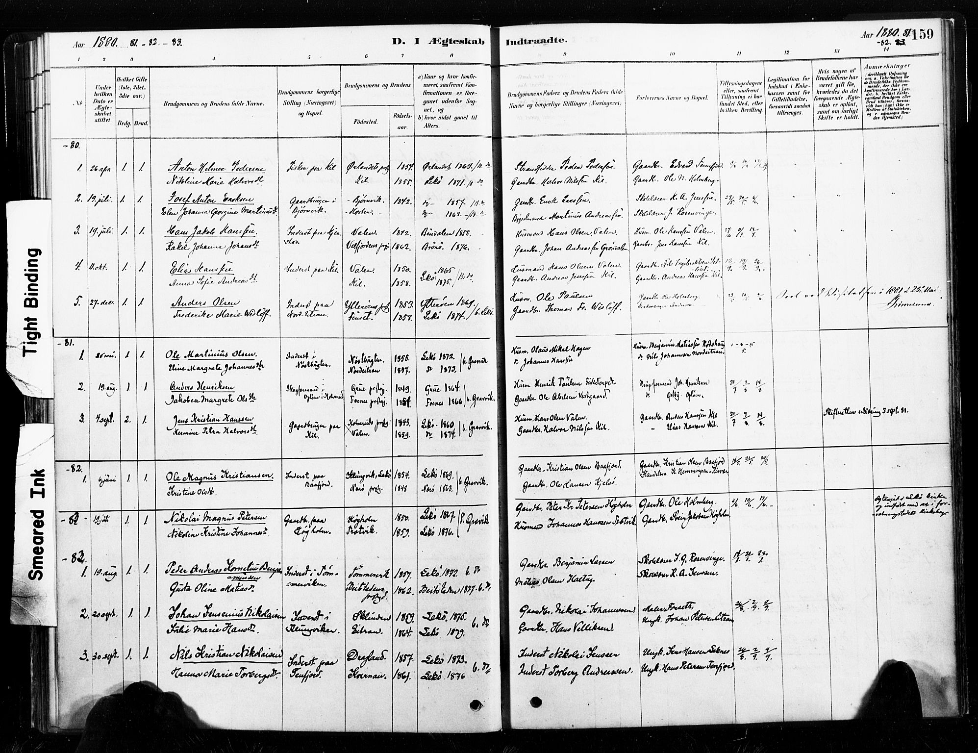Ministerialprotokoller, klokkerbøker og fødselsregistre - Nord-Trøndelag, SAT/A-1458/789/L0705: Parish register (official) no. 789A01, 1878-1910, p. 159