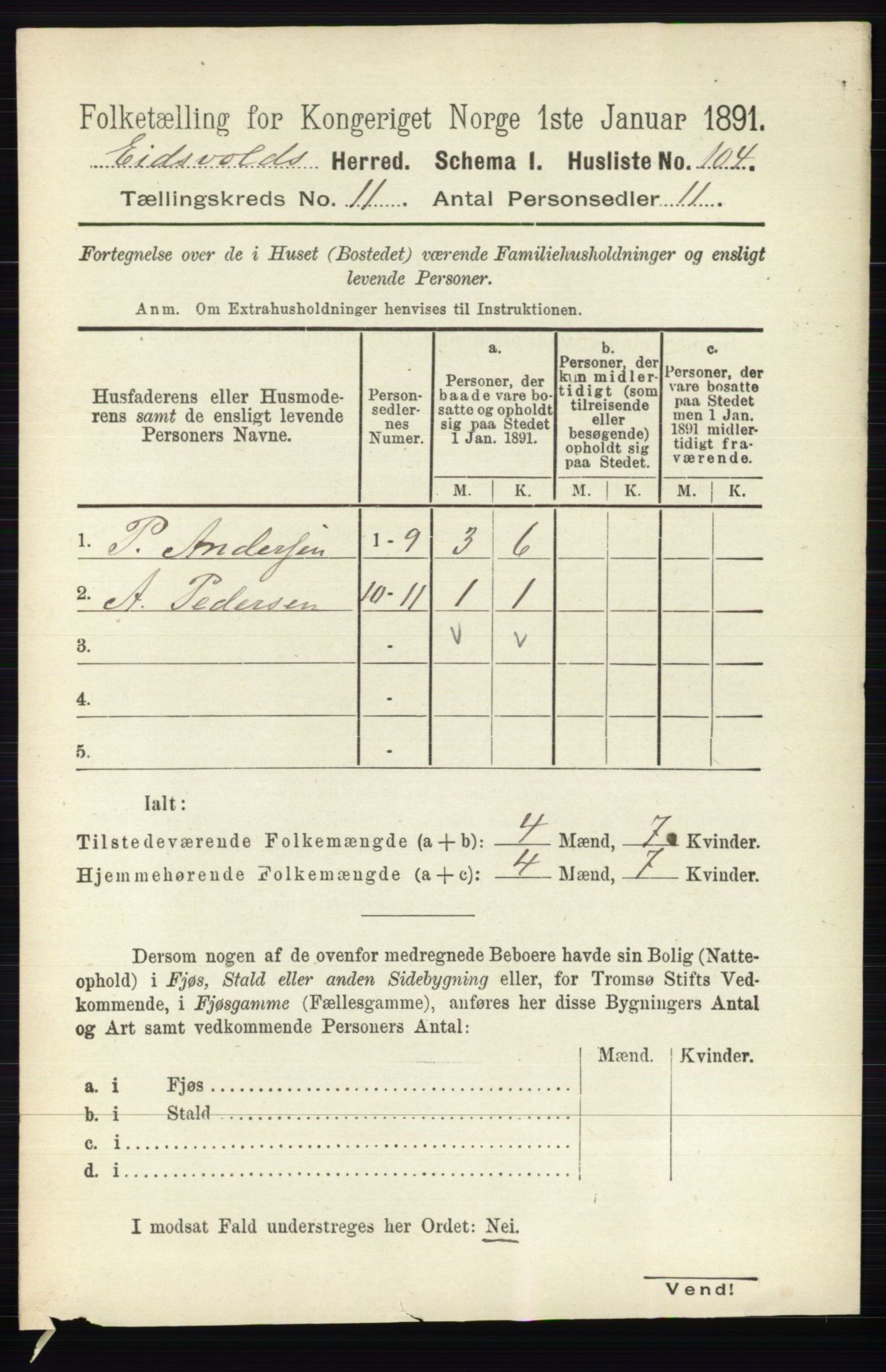 RA, 1891 census for 0237 Eidsvoll, 1891, p. 7680