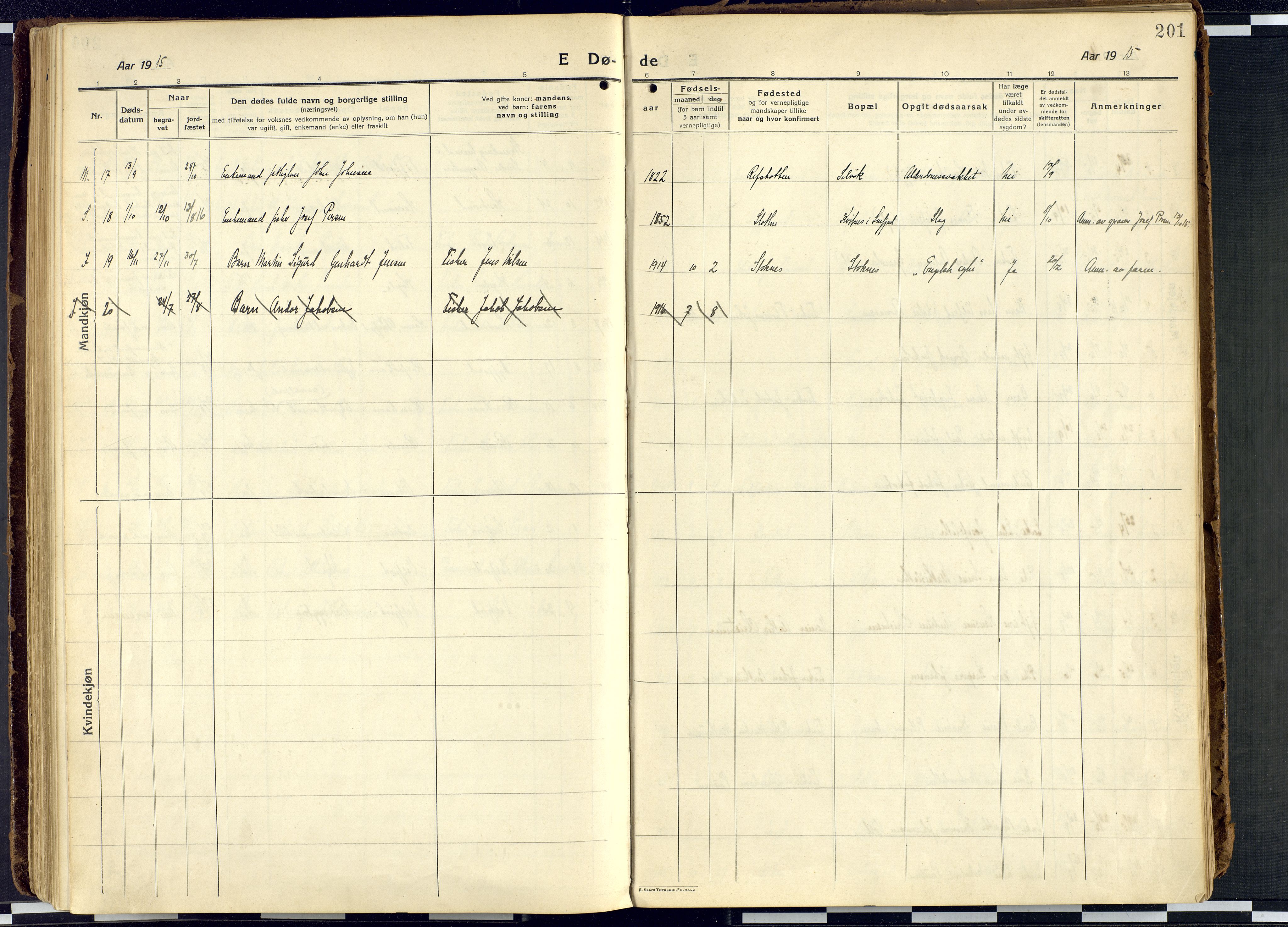 Måsøy sokneprestkontor, AV/SATØ-S-1348/H/Ha/L0010kirke: Parish register (official) no. 10, 1915-1933, p. 201