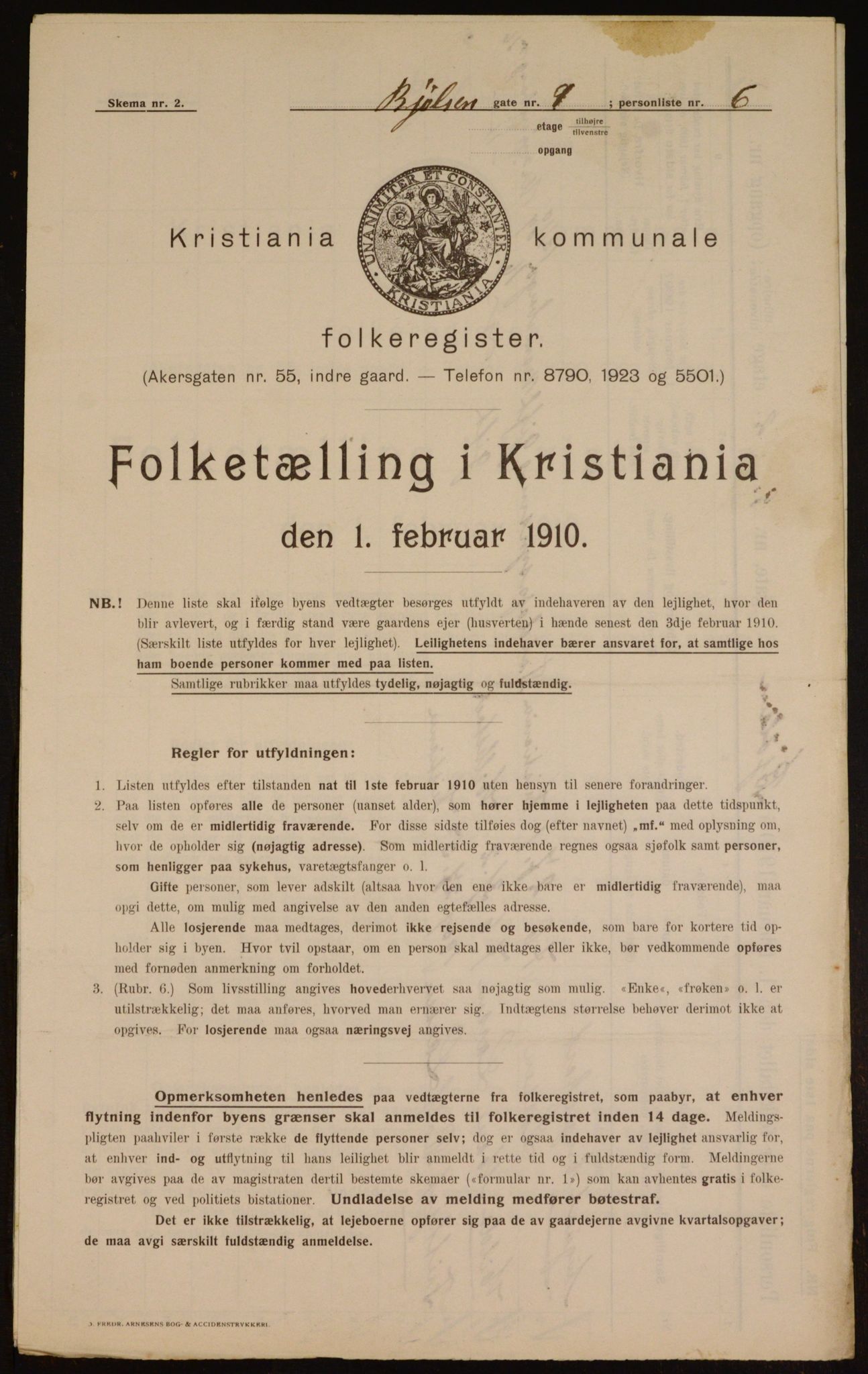 OBA, Municipal Census 1910 for Kristiania, 1910, p. 6275