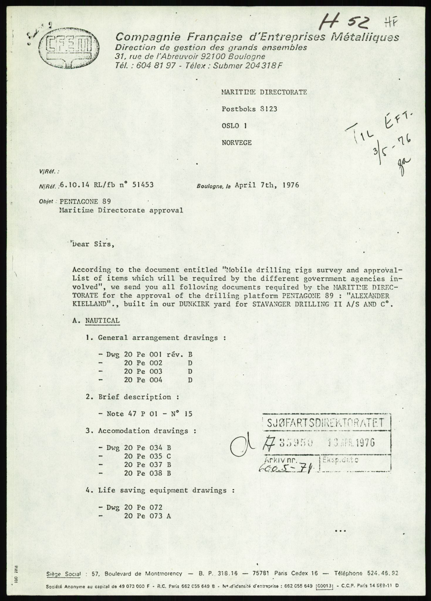 Justisdepartementet, Granskningskommisjonen ved Alexander Kielland-ulykken 27.3.1980, RA/S-1165/D/L0013: H Sjøfartsdirektoratet og Skipskontrollen (H25-H43, H45, H47-H48, H50, H52)/I Det norske Veritas (I34, I41, I47), 1980-1981, p. 675