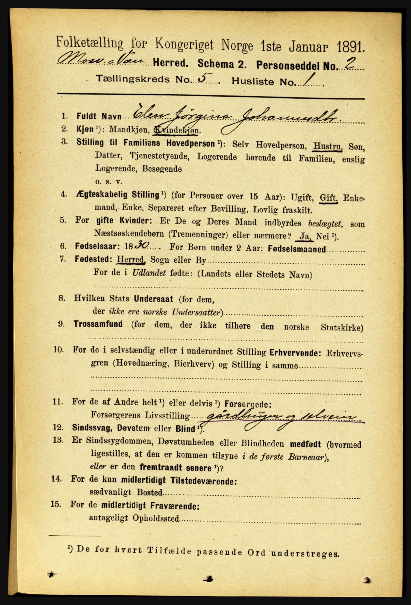 RA, 1891 census for 1723 Mosvik og Verran, 1891, p. 1960