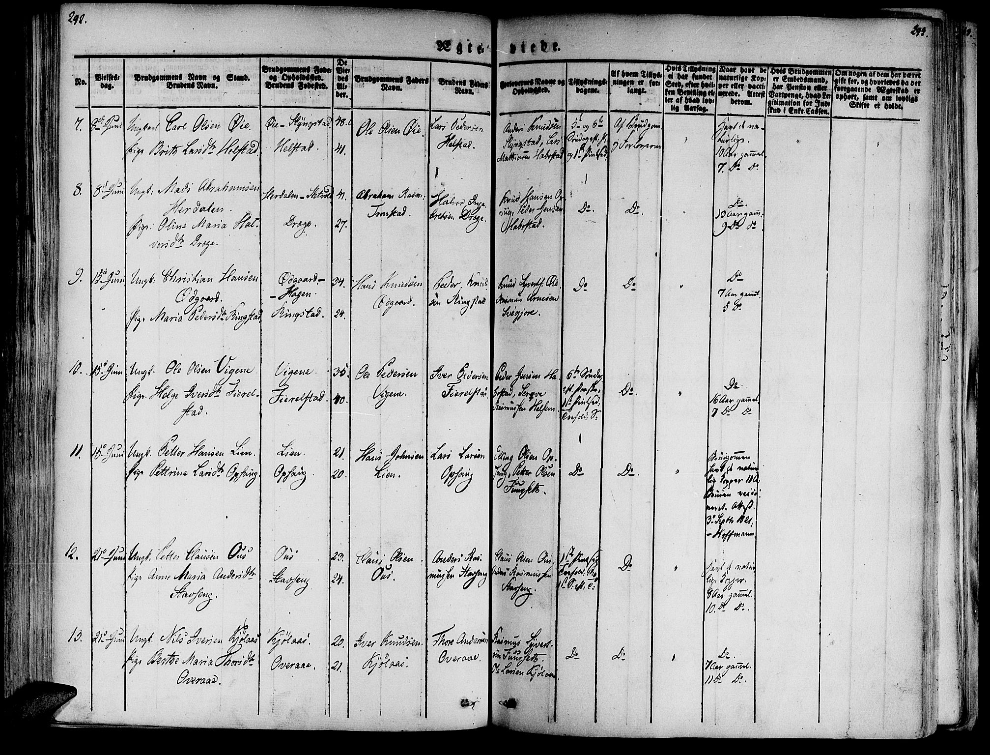 Ministerialprotokoller, klokkerbøker og fødselsregistre - Møre og Romsdal, SAT/A-1454/520/L0274: Parish register (official) no. 520A04, 1827-1864, p. 292-293