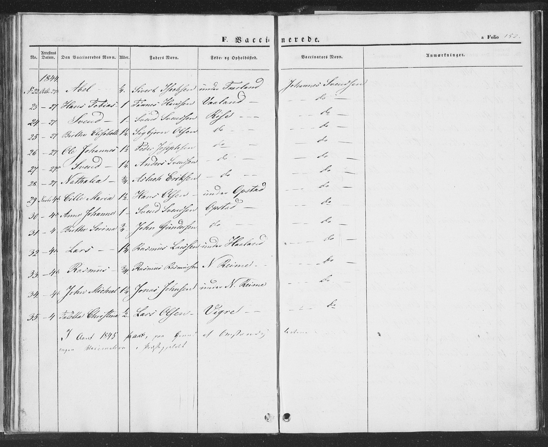 Hå sokneprestkontor, SAST/A-101801/001/30BA/L0006: Parish register (official) no. A 5, 1842-1853, p. 152