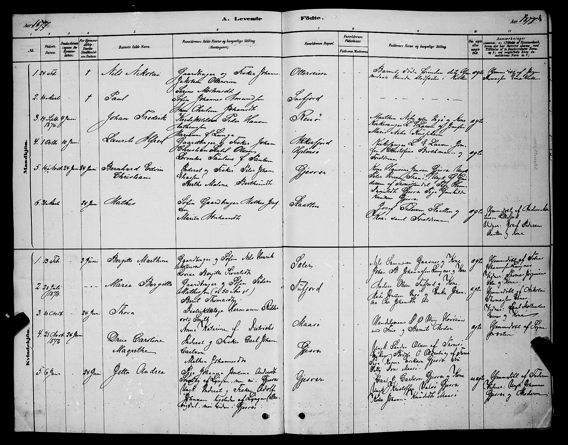 Måsøy sokneprestkontor, SATØ/S-1348/H/Hb/L0002klokker: Parish register (copy) no. 2, 1876-1888, p. 4