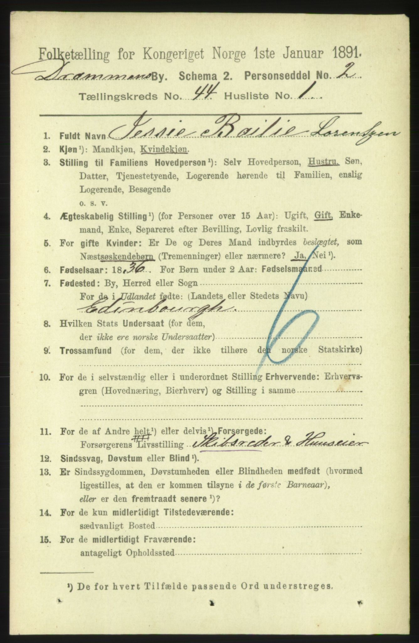 RA, 1891 census for 0602 Drammen, 1891, p. 25397